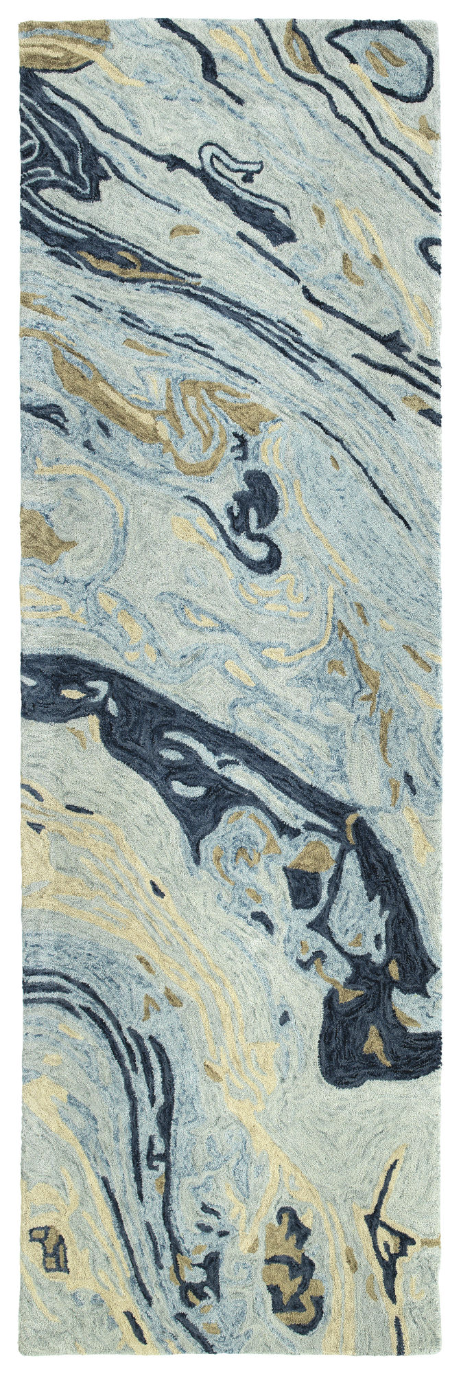 Kaleen Marble Collection Blue Spa Runner 2'6" x 8'