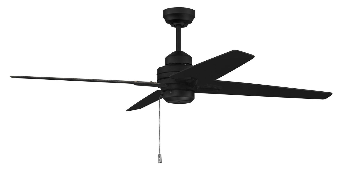 52" Maddie, Flat Black Finish, Flat Black / Greywood Blades, Light kit adaptable