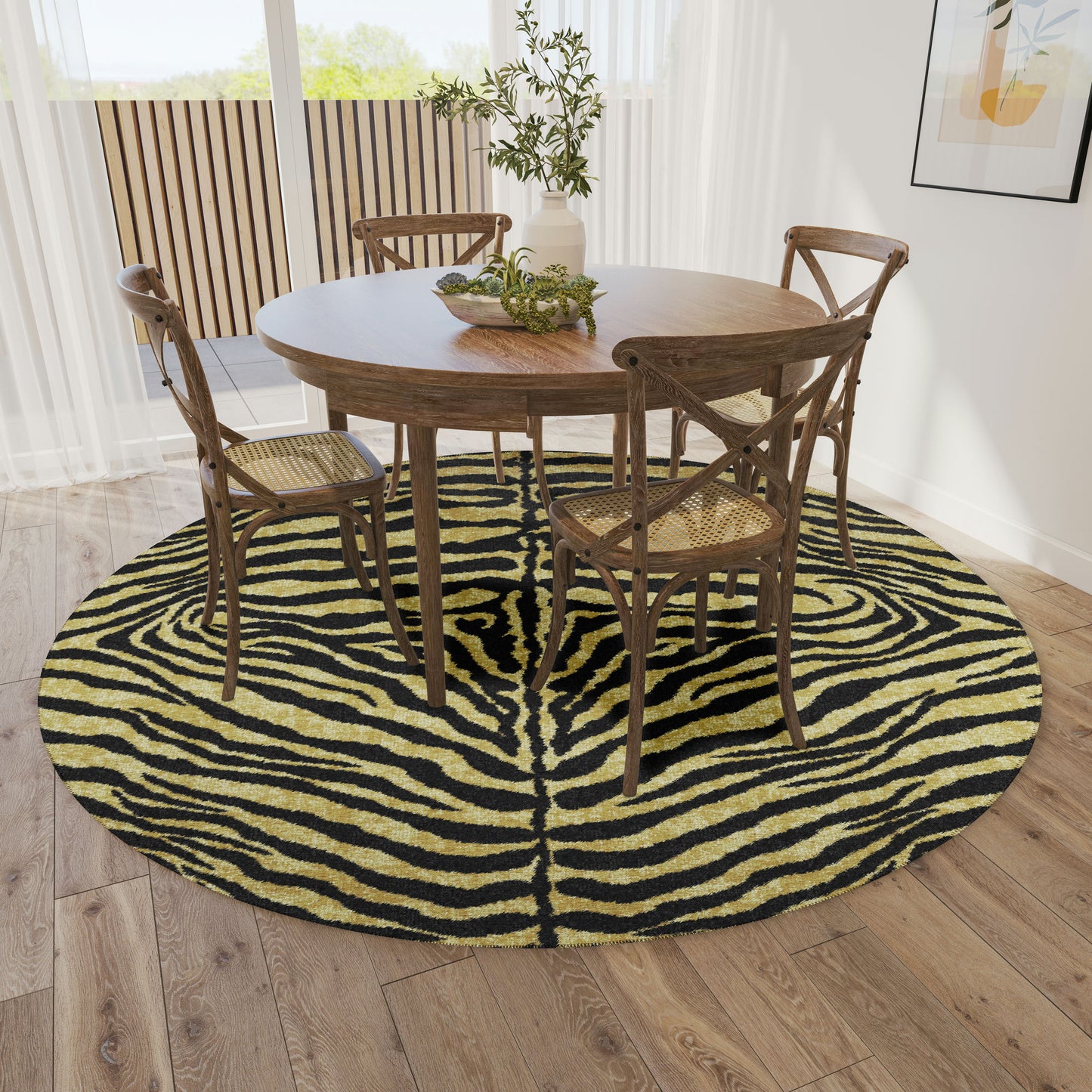 Indoor/Outdoor Mali ML1 Gold Washable 6' x 6' Round Rug
