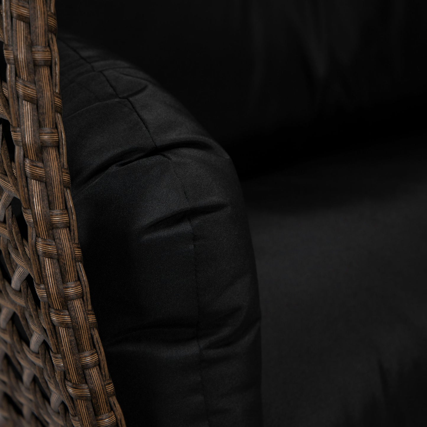 LeisureMod Mendoza Dark Brown Wicker Hanging 2 person Egg Swing Chair - Black