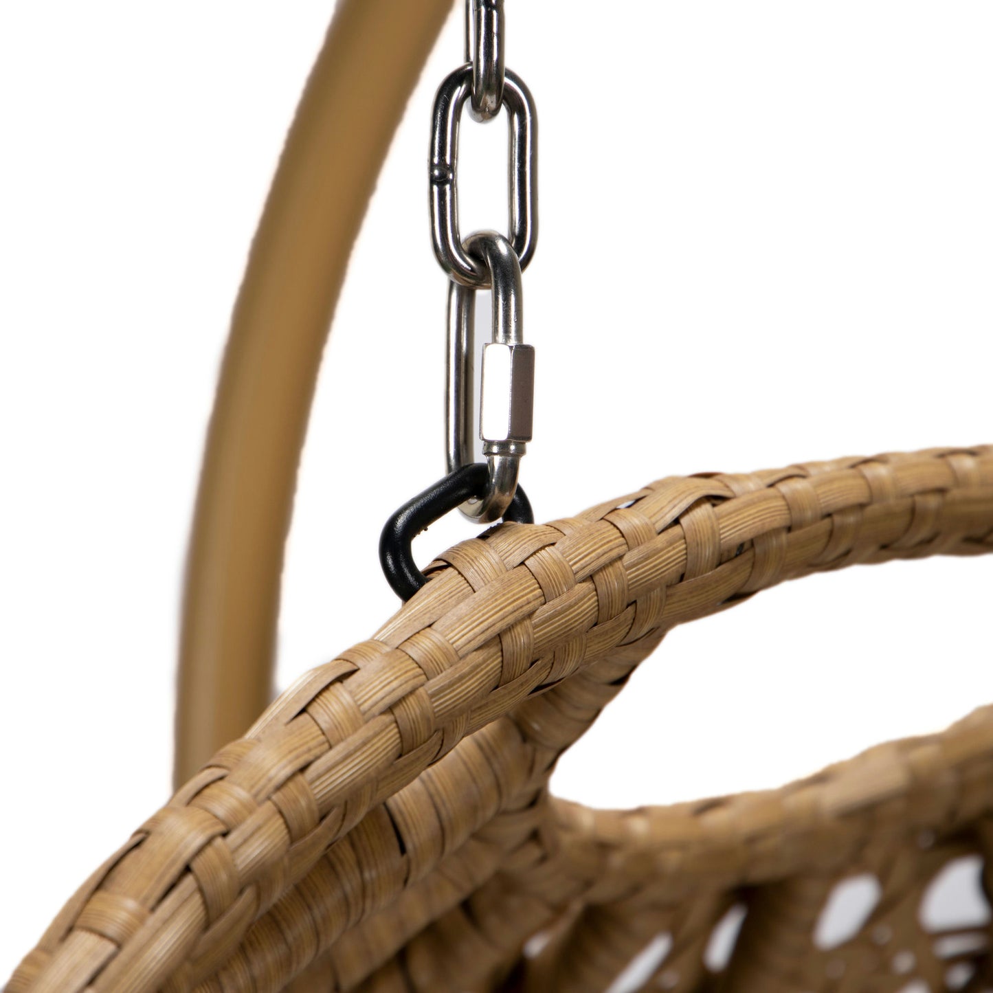LeisureMod Mendoza Light Brown Wicker Hanging 2 person Egg Swing Chair - Orange