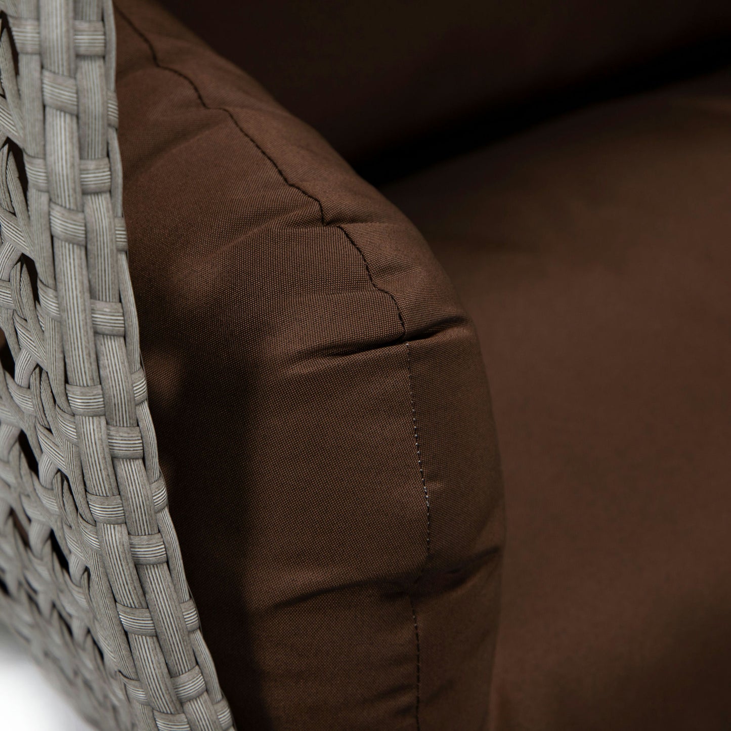 LeisureMod Mendoza Light Grey Wicker Hanging 2 person Egg Swing Chair - Brown