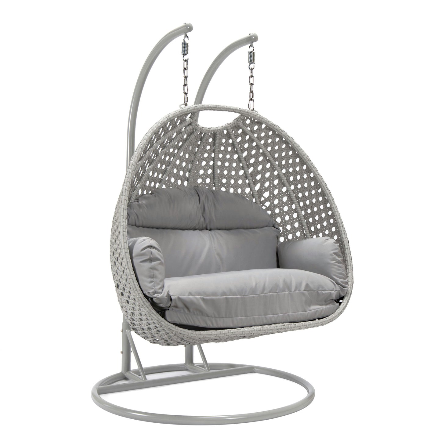 LeisureMod Mendoza Light Grey Hanging 2 person Egg Swing Chair - Light Grey