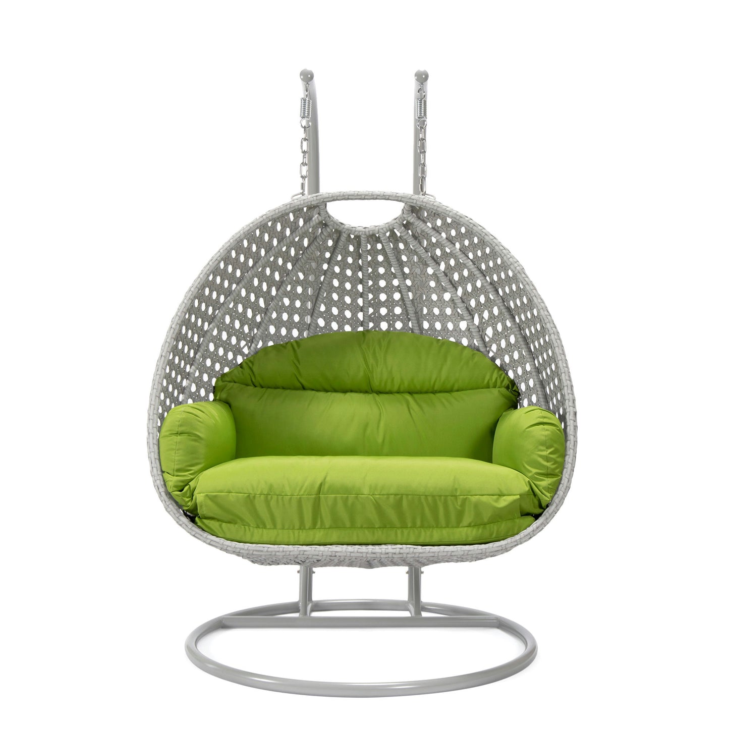 LeisureMod Mendoza Light Grey Hanging 2 person Egg Swing Chair - Light Green