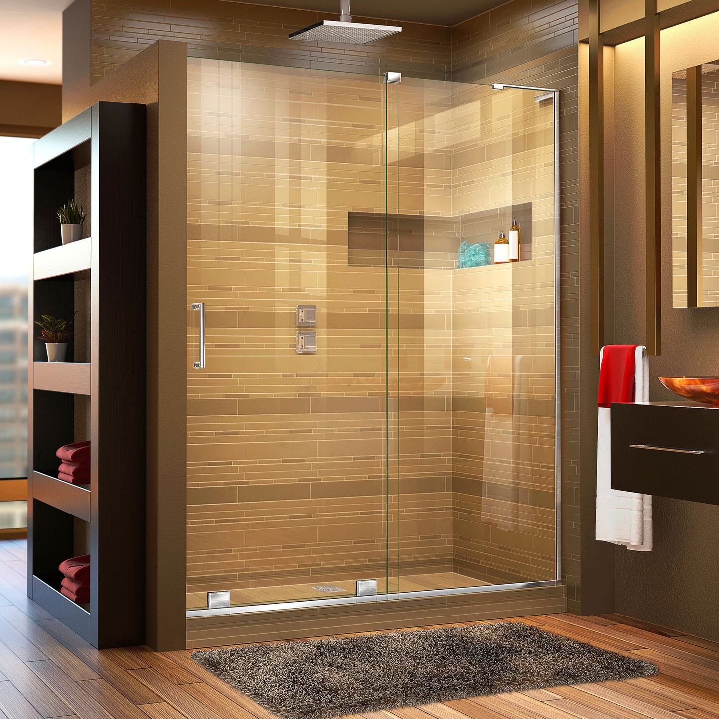 Mirage-X 44-48 in. W x 72 in. H Frameless Sliding Shower Door in Chrome; Right Wall Installation