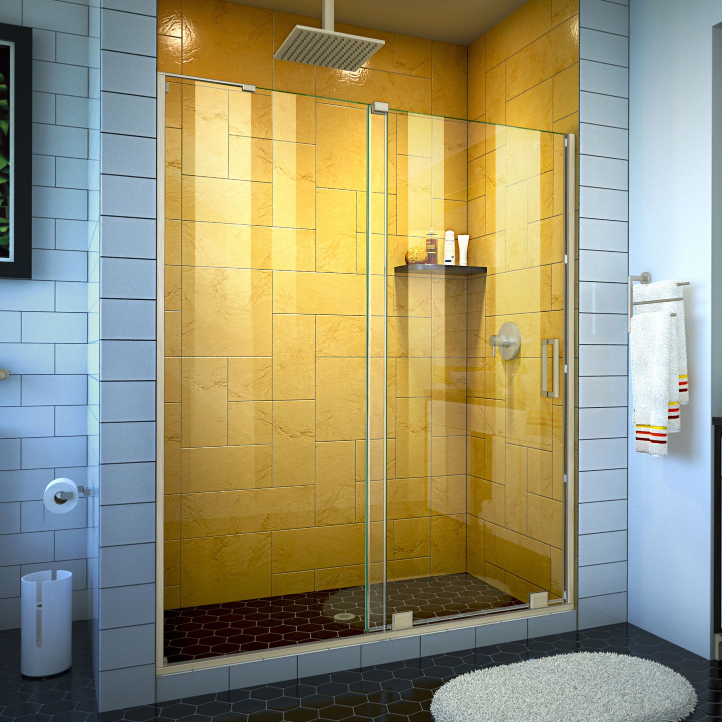 Mirage-Z 56-60 in. W x 72 in. H Frameless Sliding Shower Door in Brushed Nickel
