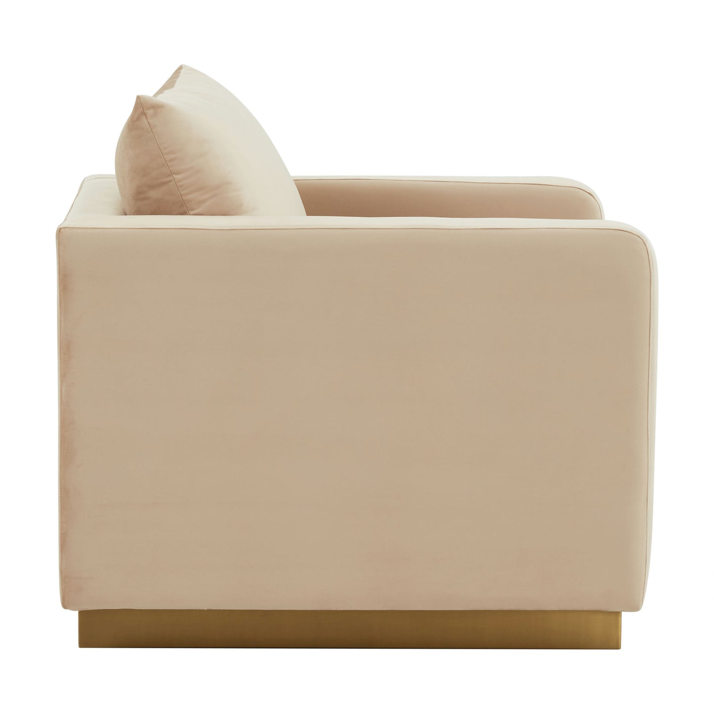 LeisureMod Nervo Velvet Accent Armchair In Beige