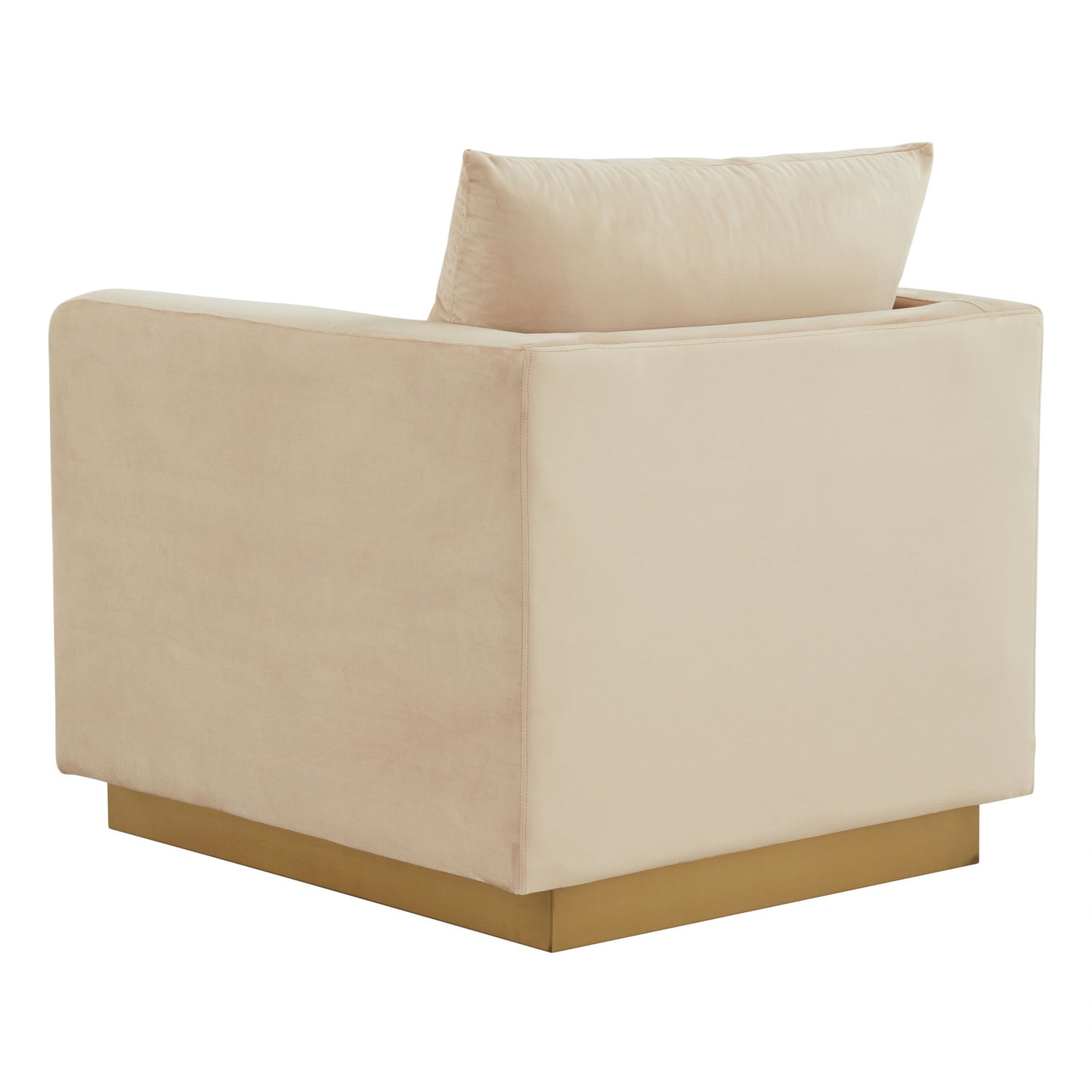LeisureMod Nervo Velvet Accent Armchair In Beige