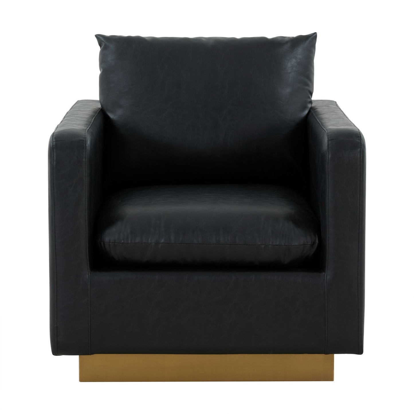 LeisureMod Nervo Leather Accent Armchair In Black