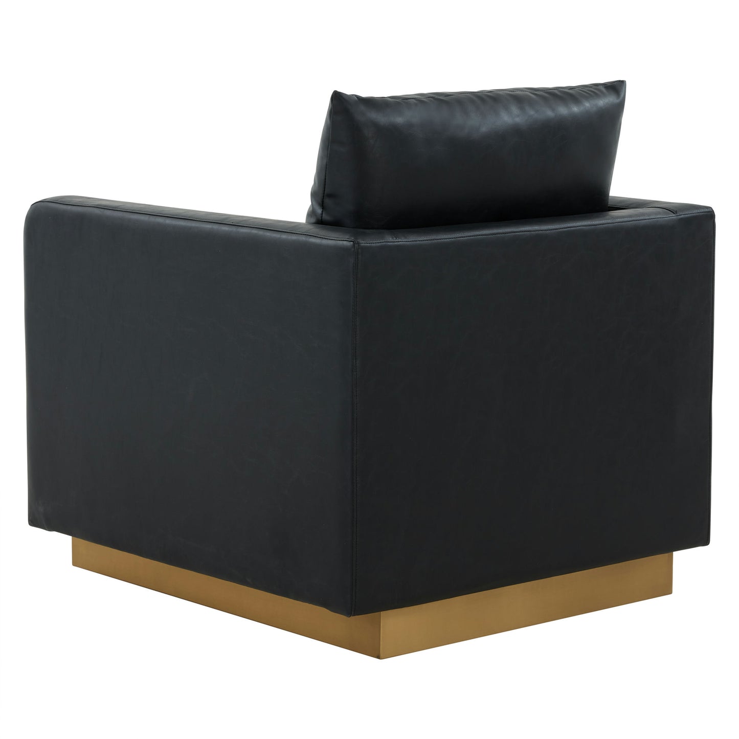 LeisureMod Nervo Leather Accent Armchair In Black