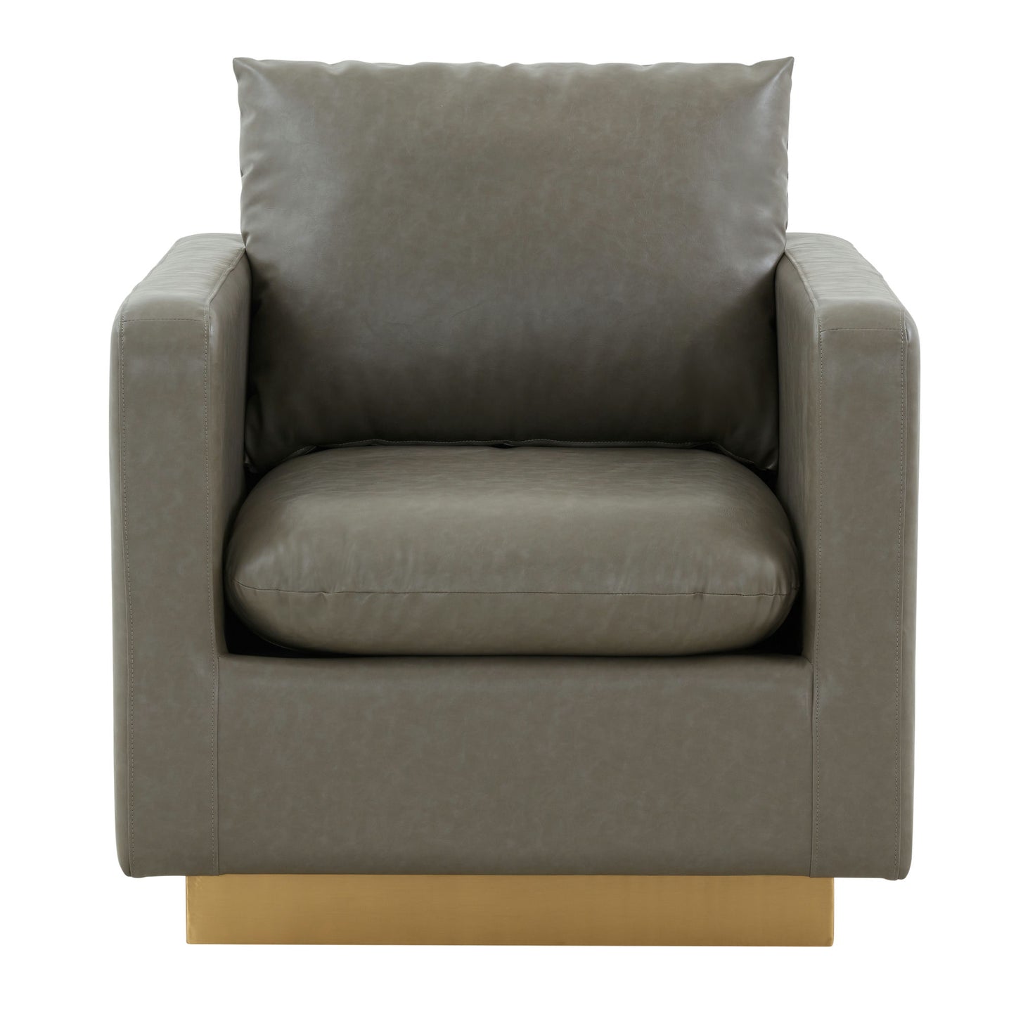 LeisureMod Nervo Leather Accent Armchair In Grey
