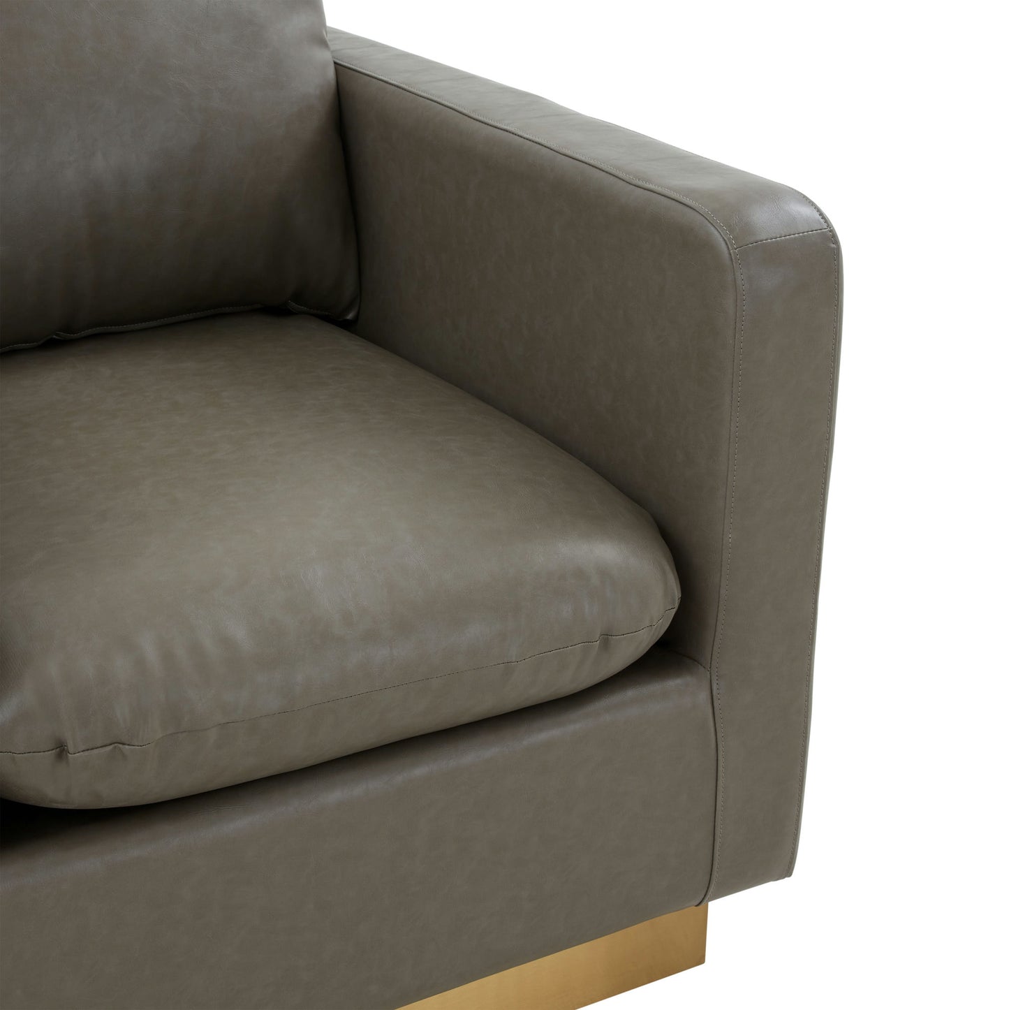 LeisureMod Nervo Leather Accent Armchair In Grey
