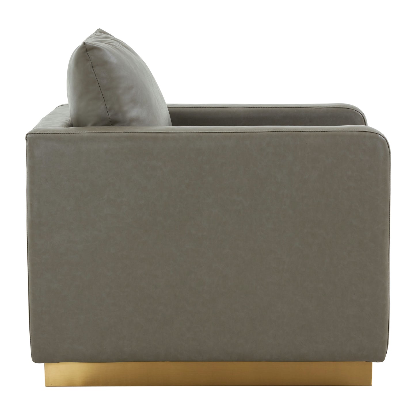 LeisureMod Nervo Leather Accent Armchair In Grey