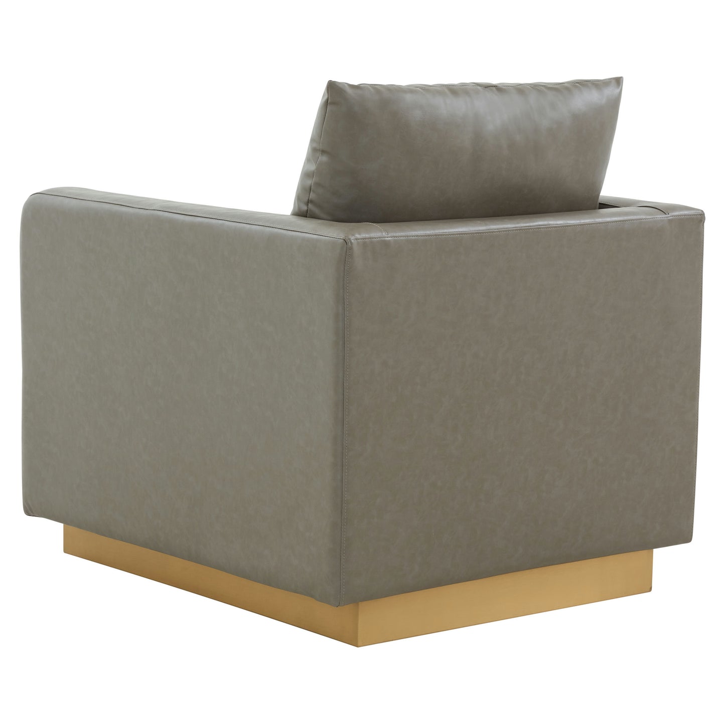 LeisureMod Nervo Leather Accent Armchair In Grey