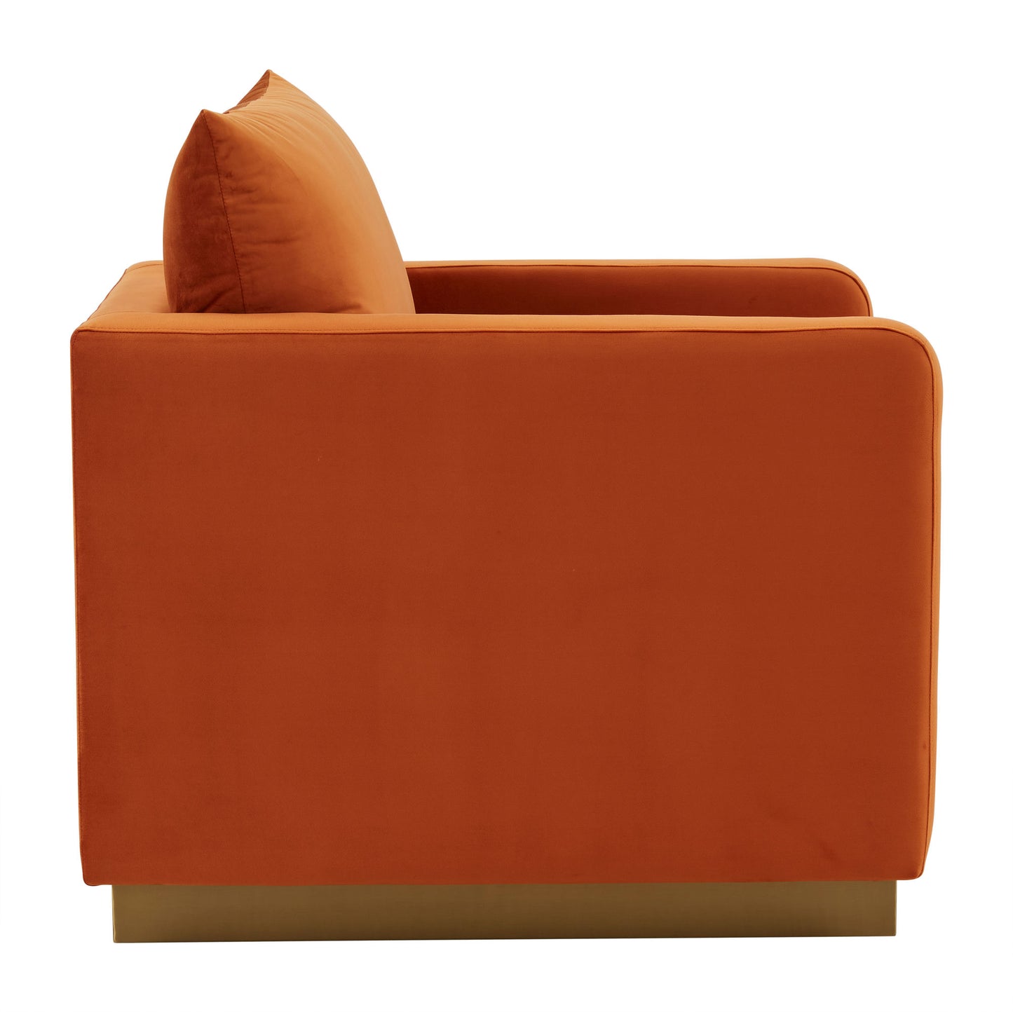 LeisureMod Nervo Velvet Accent Armchair In Orange Marmalade