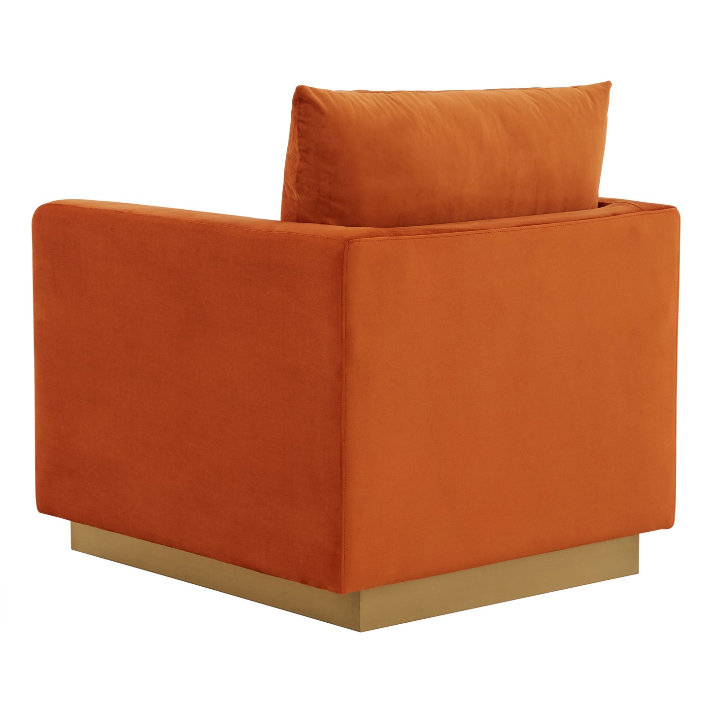 LeisureMod Nervo Velvet Accent Armchair In Orange Marmalade