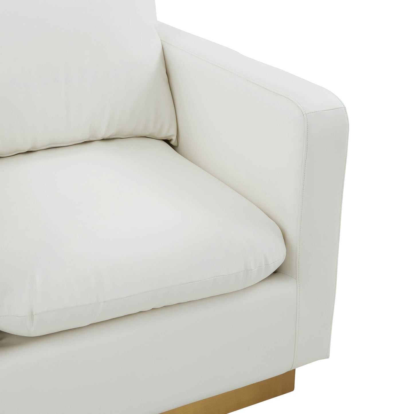 LeisureMod Nervo Leather Accent Armchair In White