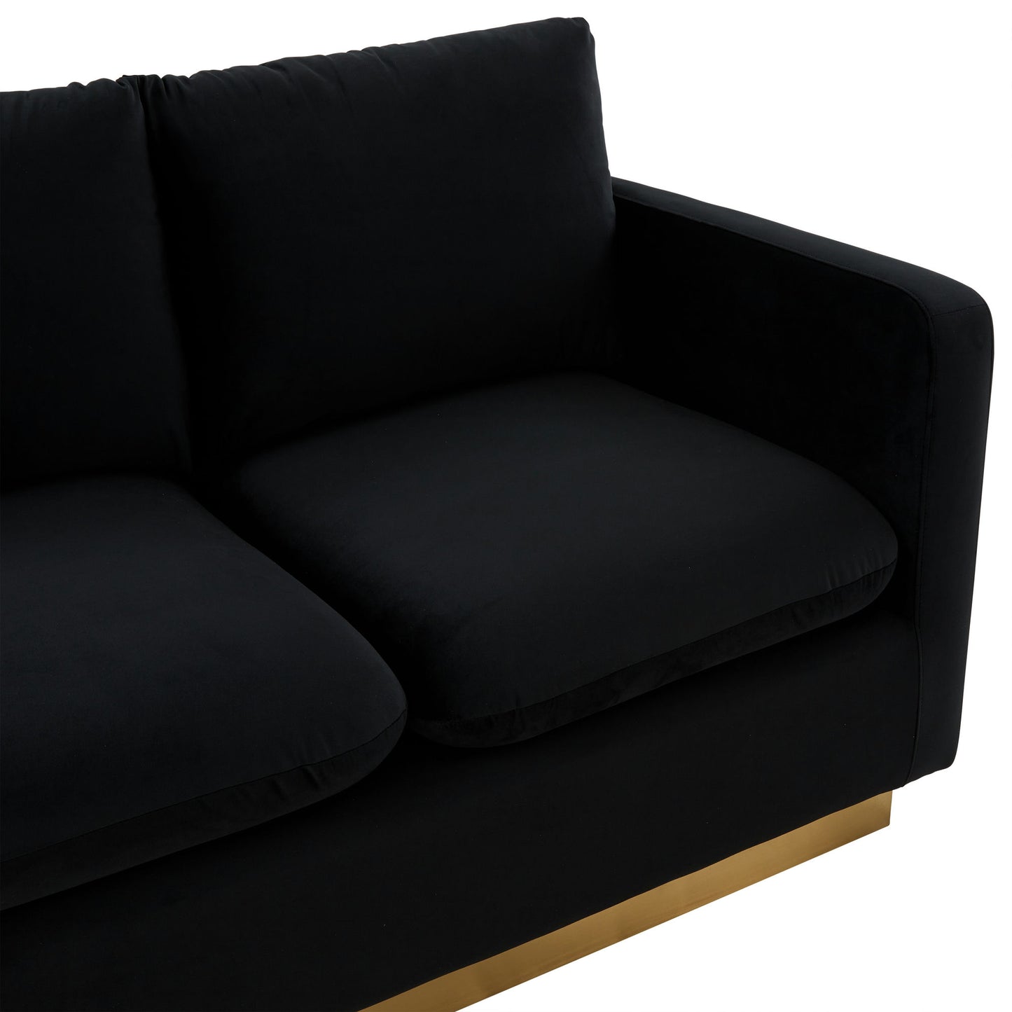 LeisureMod Nervo Modern Mid-Century Upholstered Velvet Loveseat In Black