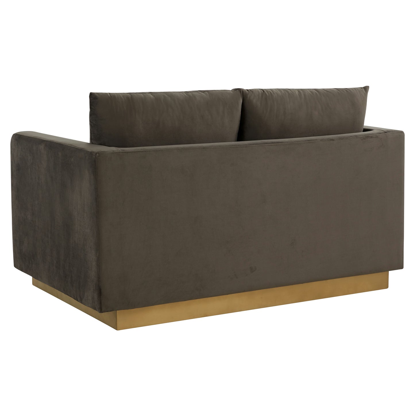 LeisureMod Nervo Modern Mid-Century Upholstered Velvet Loveseat In Dark Grey