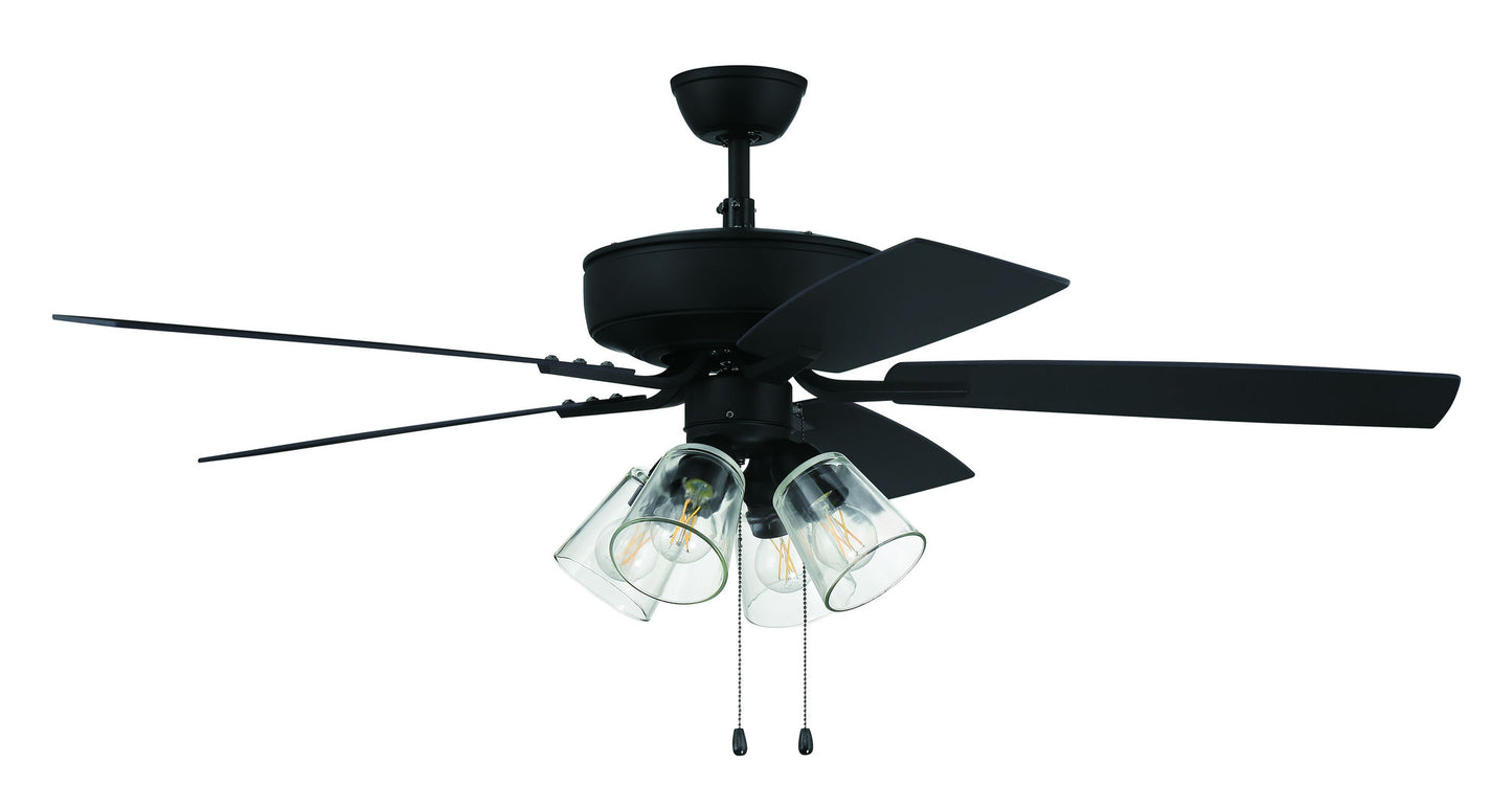 52" Pro Plus Fan with 4 Light Kit with Clear Glass and Blades in Espresso