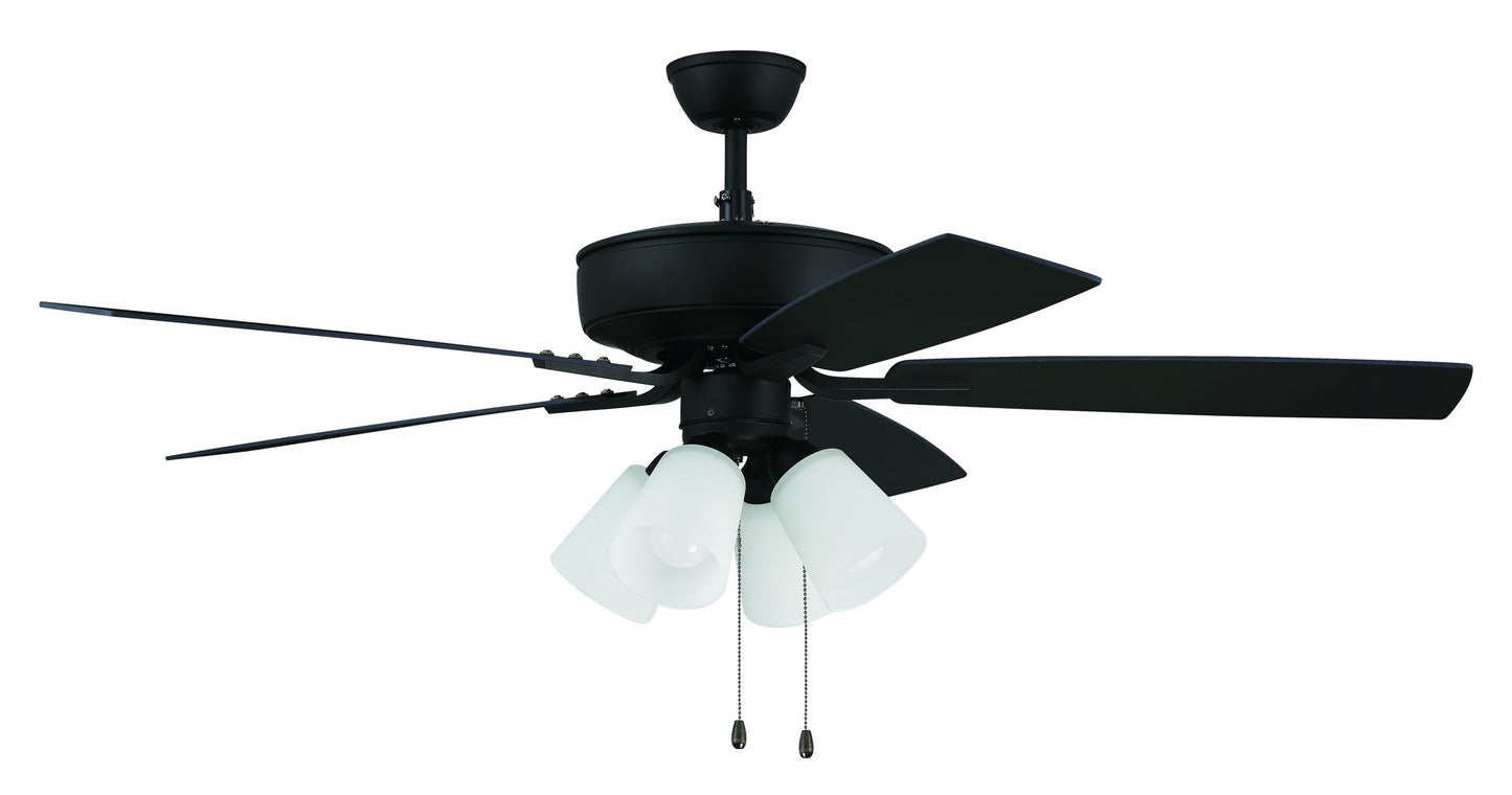 52" Pro Plus Fan with 4 Light Kit with White Glass and Blades in Espresso