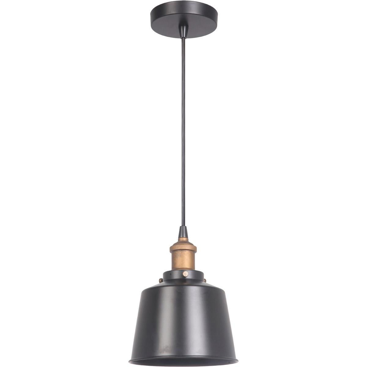 1 Light Mini Pendant in Matte Black and Patina Aged Brass