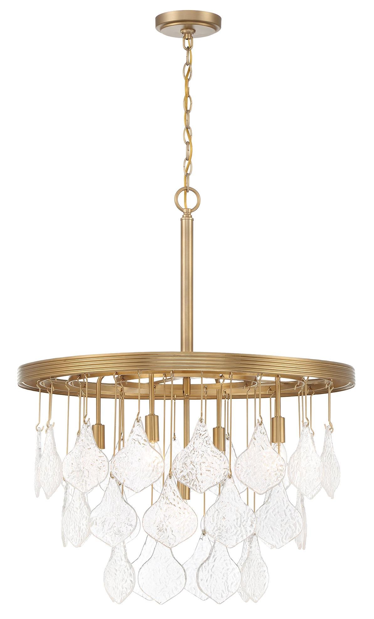 Vesi 5 Light Pendant, Satin Brass