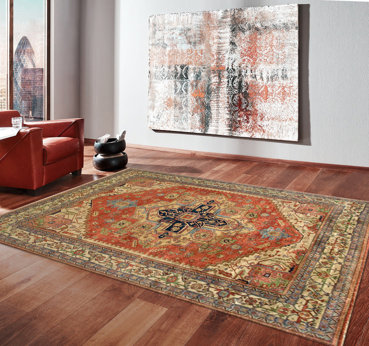 Pasargad Home Serapi Collection Hand-Knotted Rust Wool Area Rug - 9'3" X 12'0"