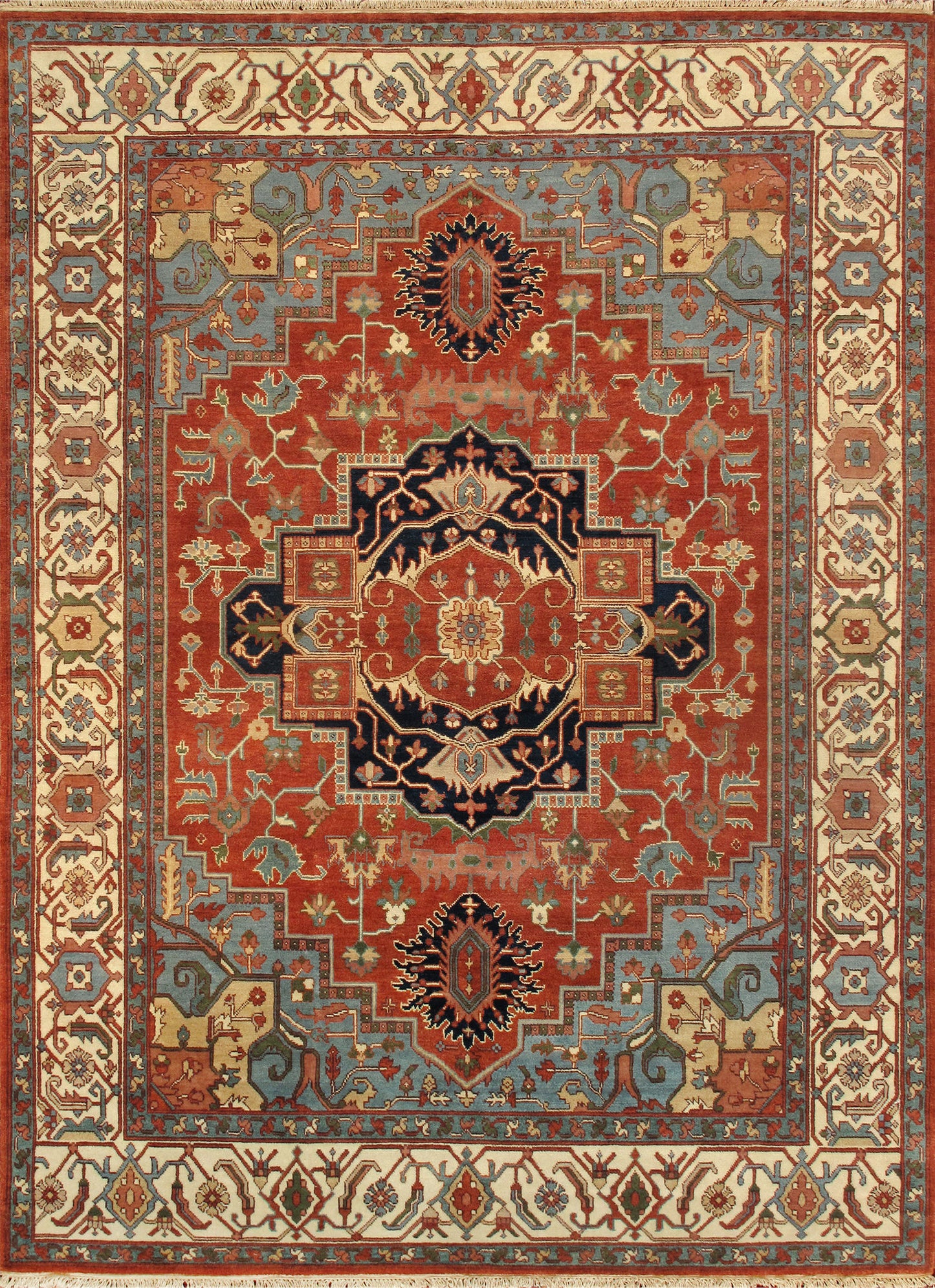 Pasargad Home Serapi Collection Hand-Knotted Rust Wool Area Rug - 9'2" X 11'11"