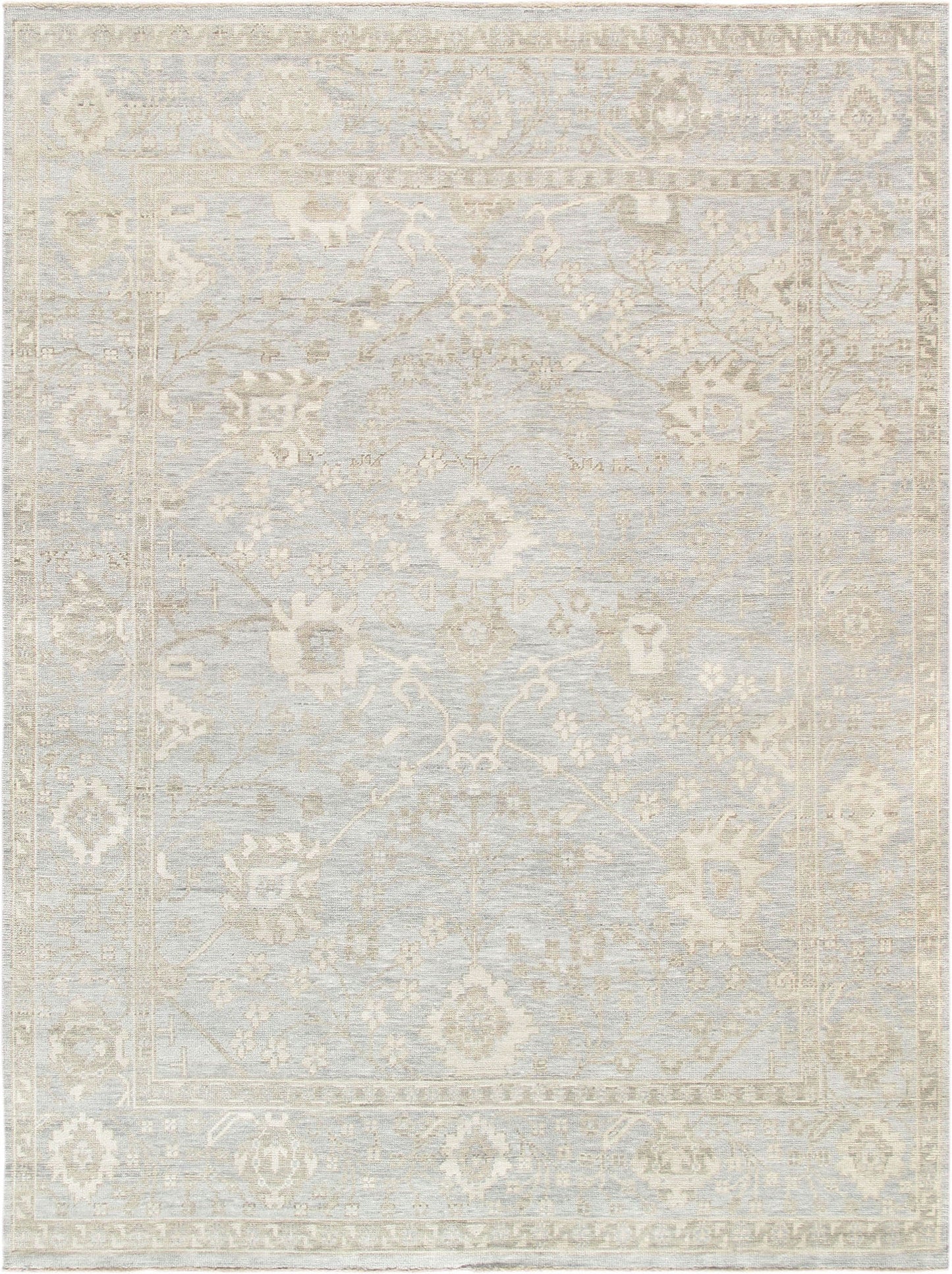 Pasargad Home Oushak Collection L. Blue Wool Area Rug - 8'0" X 16'2"