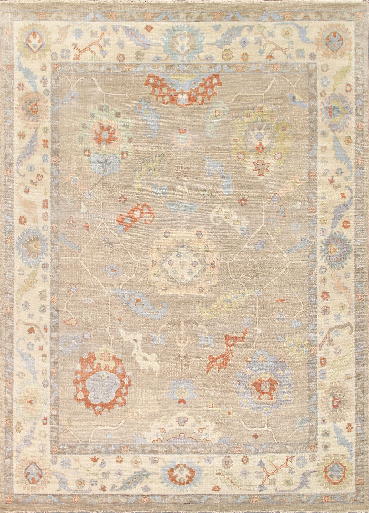 Pasargad Home Oushak Collection Beige Wool Area Rug 7'11" X 10'0"