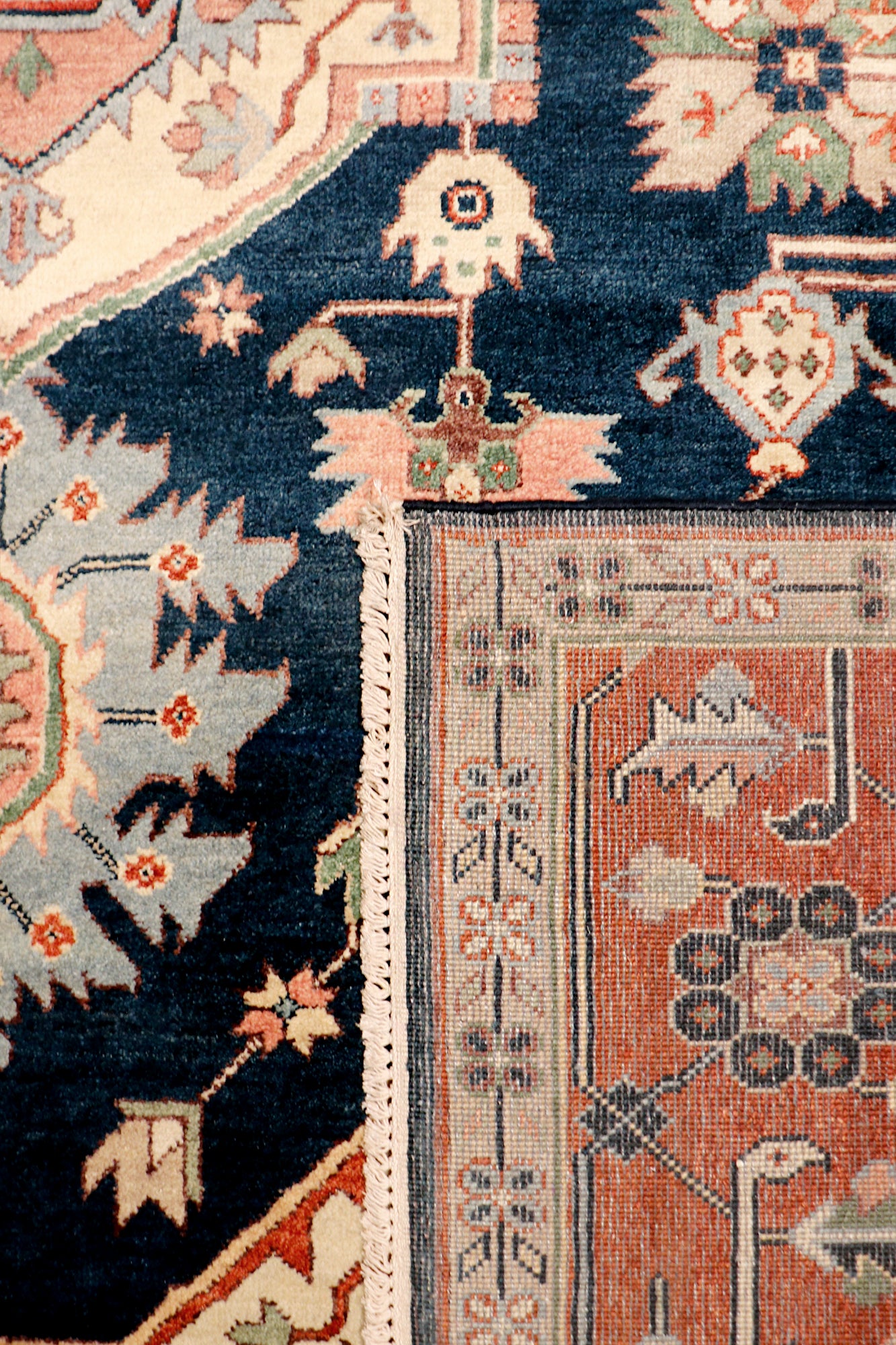 Pasargad Home Serapi Collection Hand-Knotted Navy Wool Area Rug - 8'0" X 9'11"