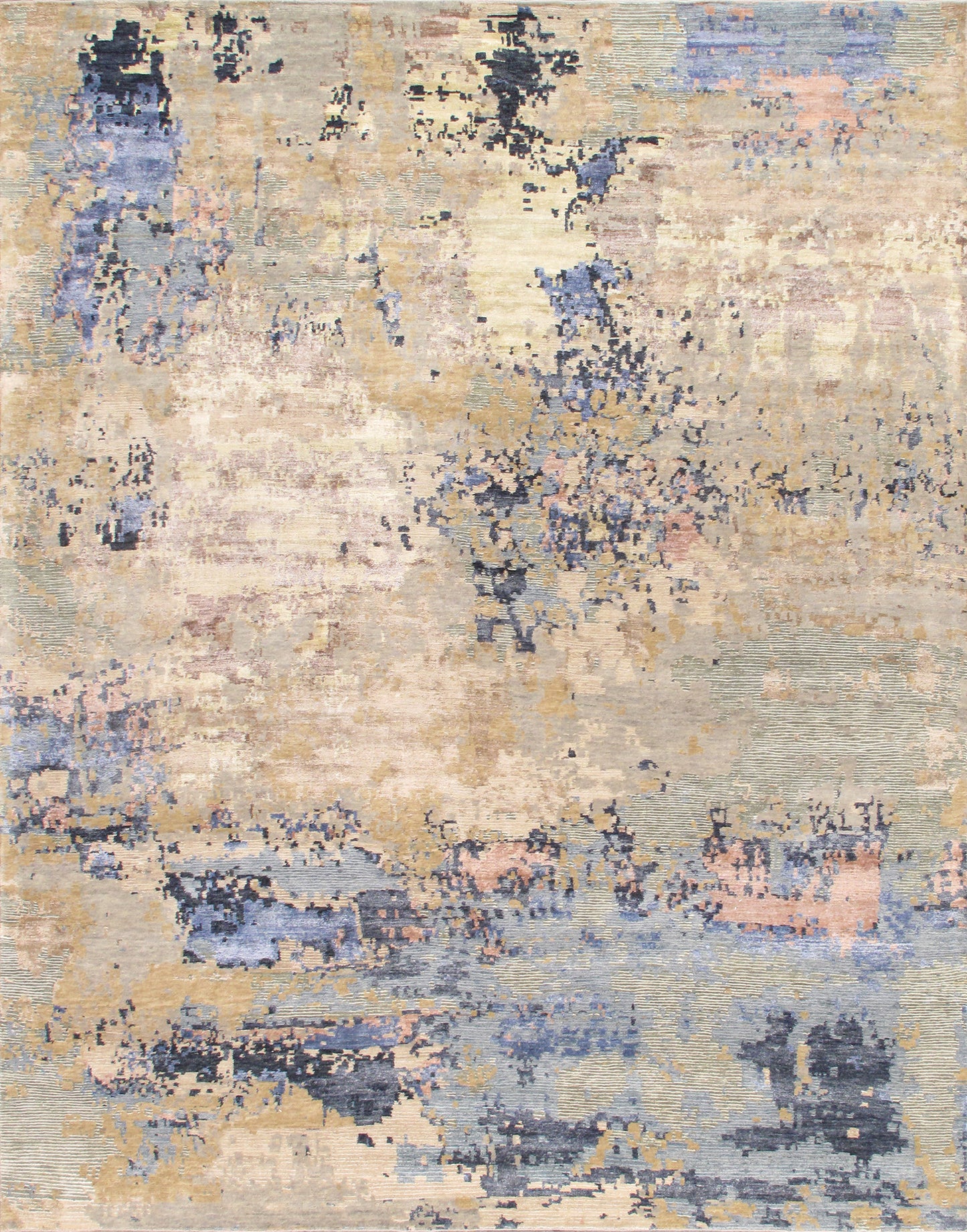 Pasargad Home Modern Collection Beige Silk & Wool Area Rug - 10'1" X 13'11"