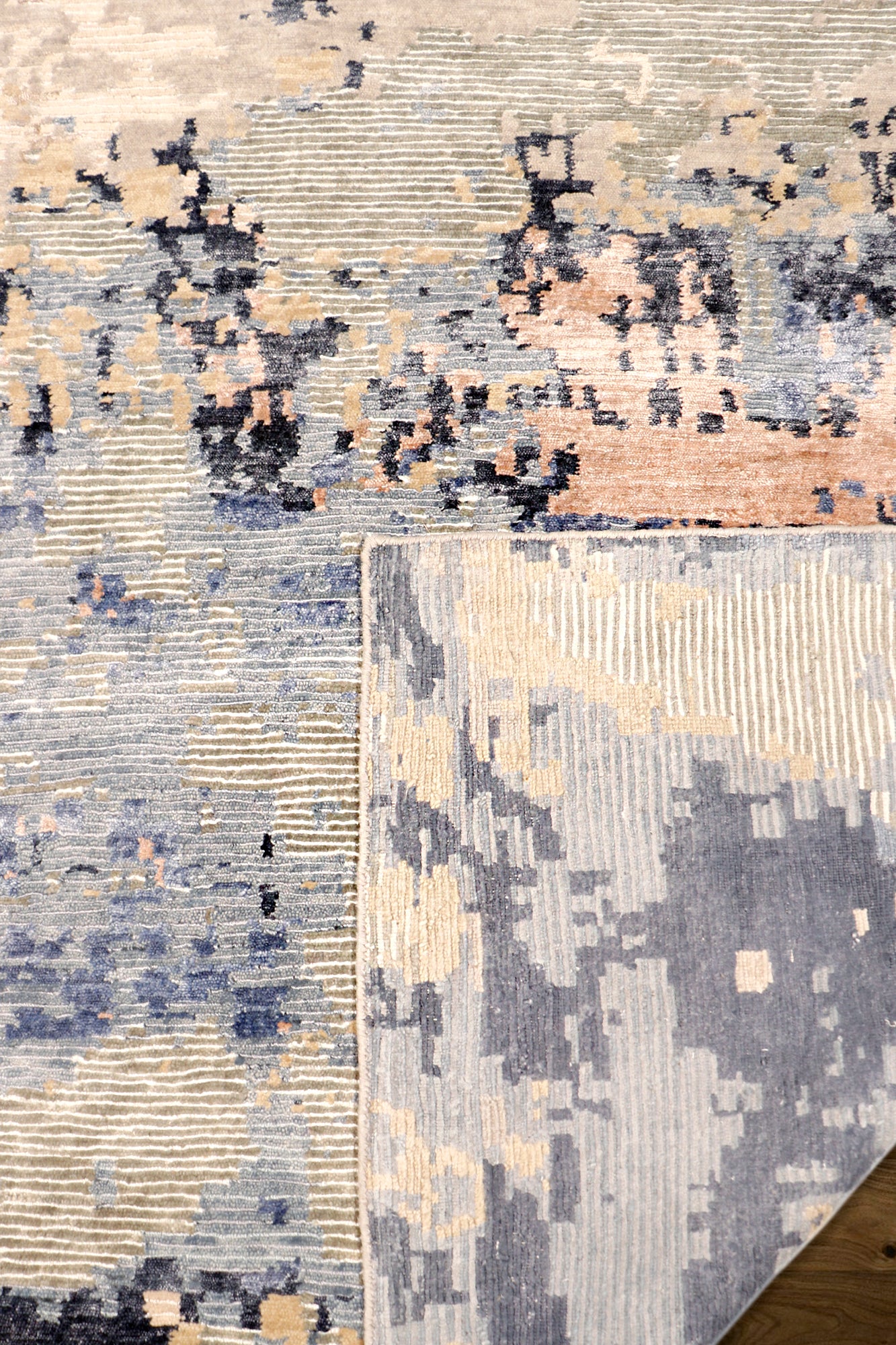 Pasargad Home Modern Collection Beige Silk & Wool Area Rug - 10'1" X 13'11"