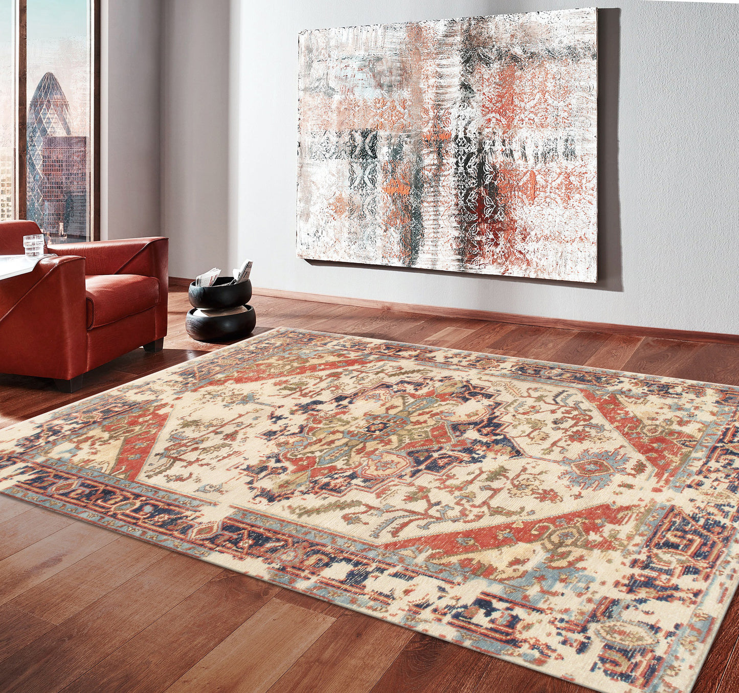 Pasargad Home Serapi Collection Hand-Knotted Ivory Wool Area Rug - 8'3" X 10'0"