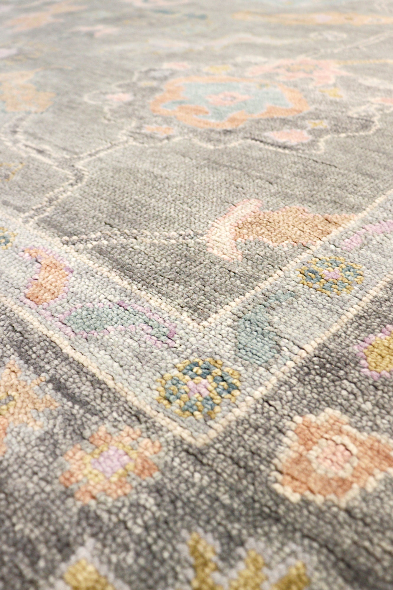Pasargad Home Oushak Collection Silver Wool Area Rug - 8'9" X 11'10"