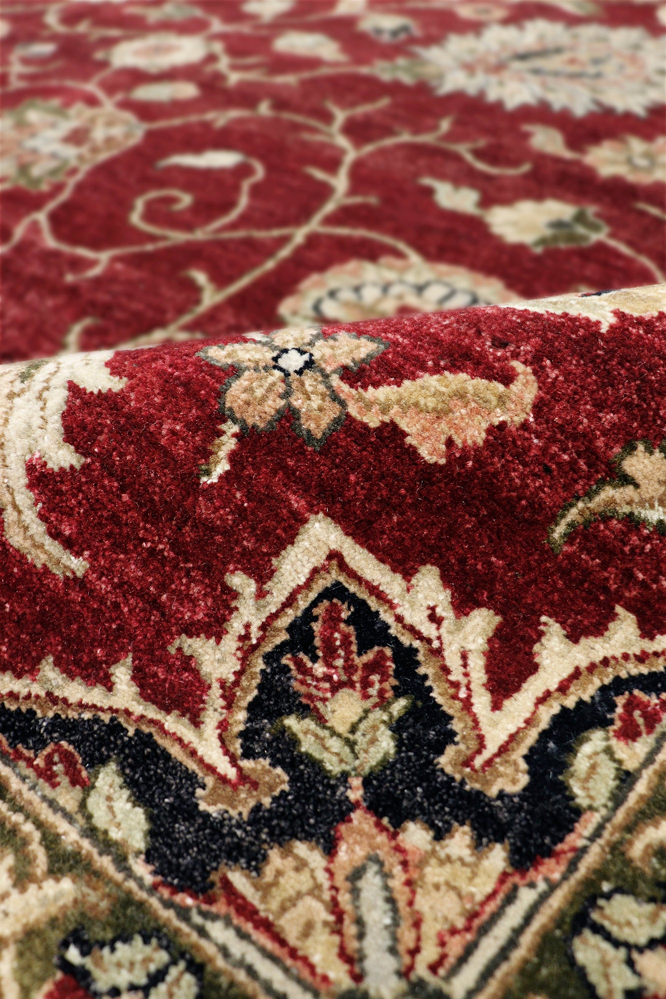 Pasargad Home Agra Collection Red Lamb's Wool Area Rug - 9'8" X 13'3"