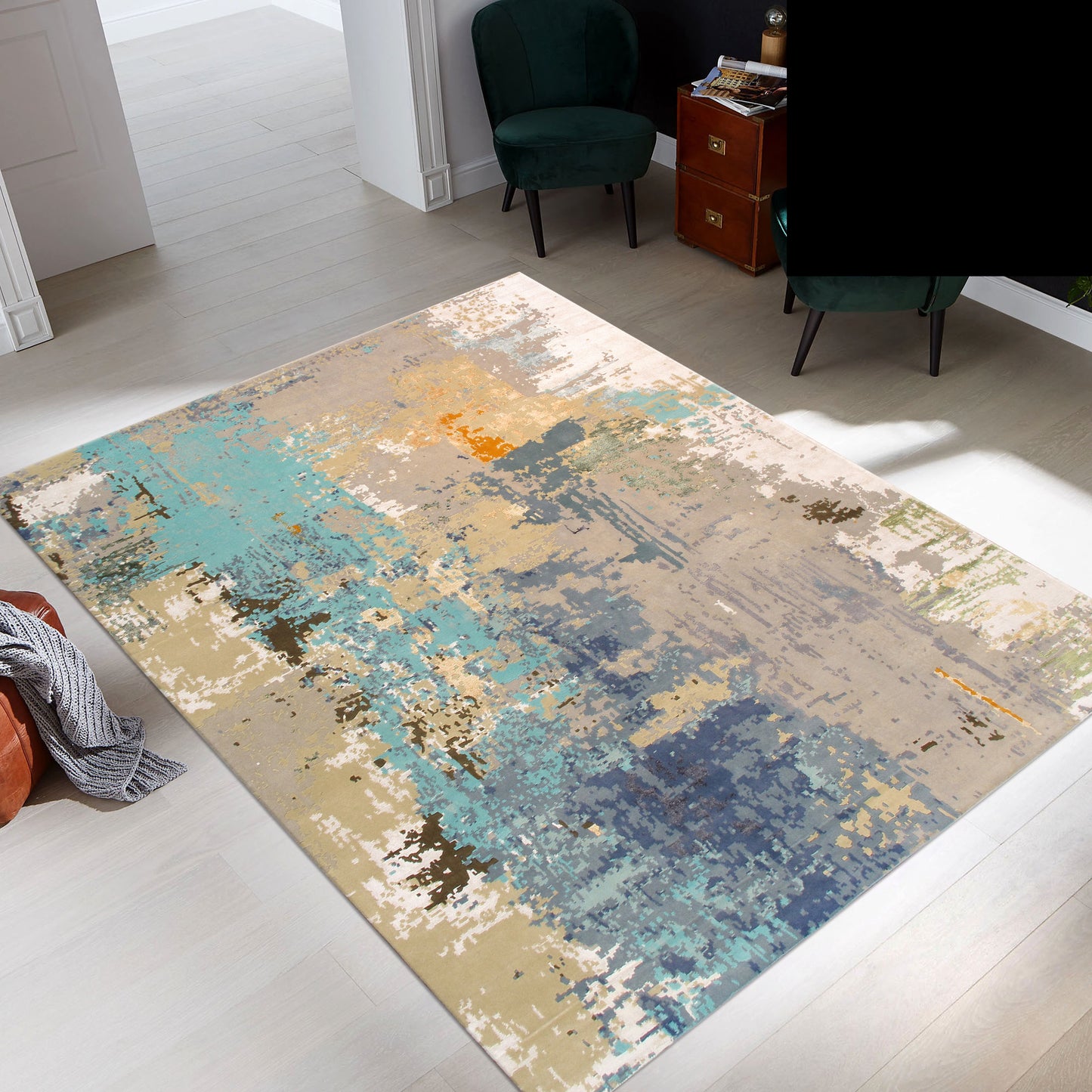 Pasargad Home Modern Collection Taupe Silk & Wool Area Rug 8'4" X 10'3"