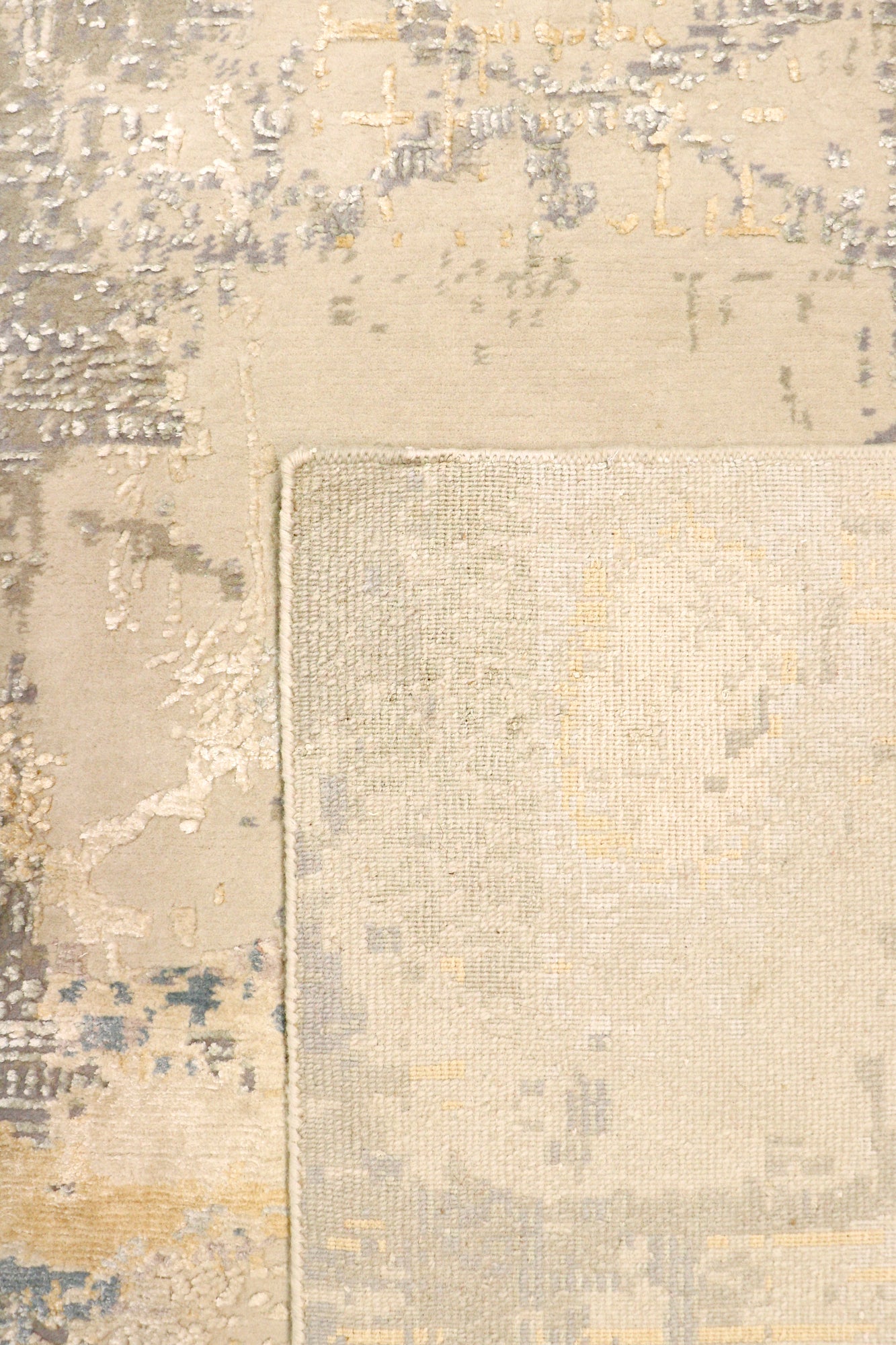 Pasargad Home Modern Collection Beige Silk & Wool Area Rug 10'5" X 14'3"