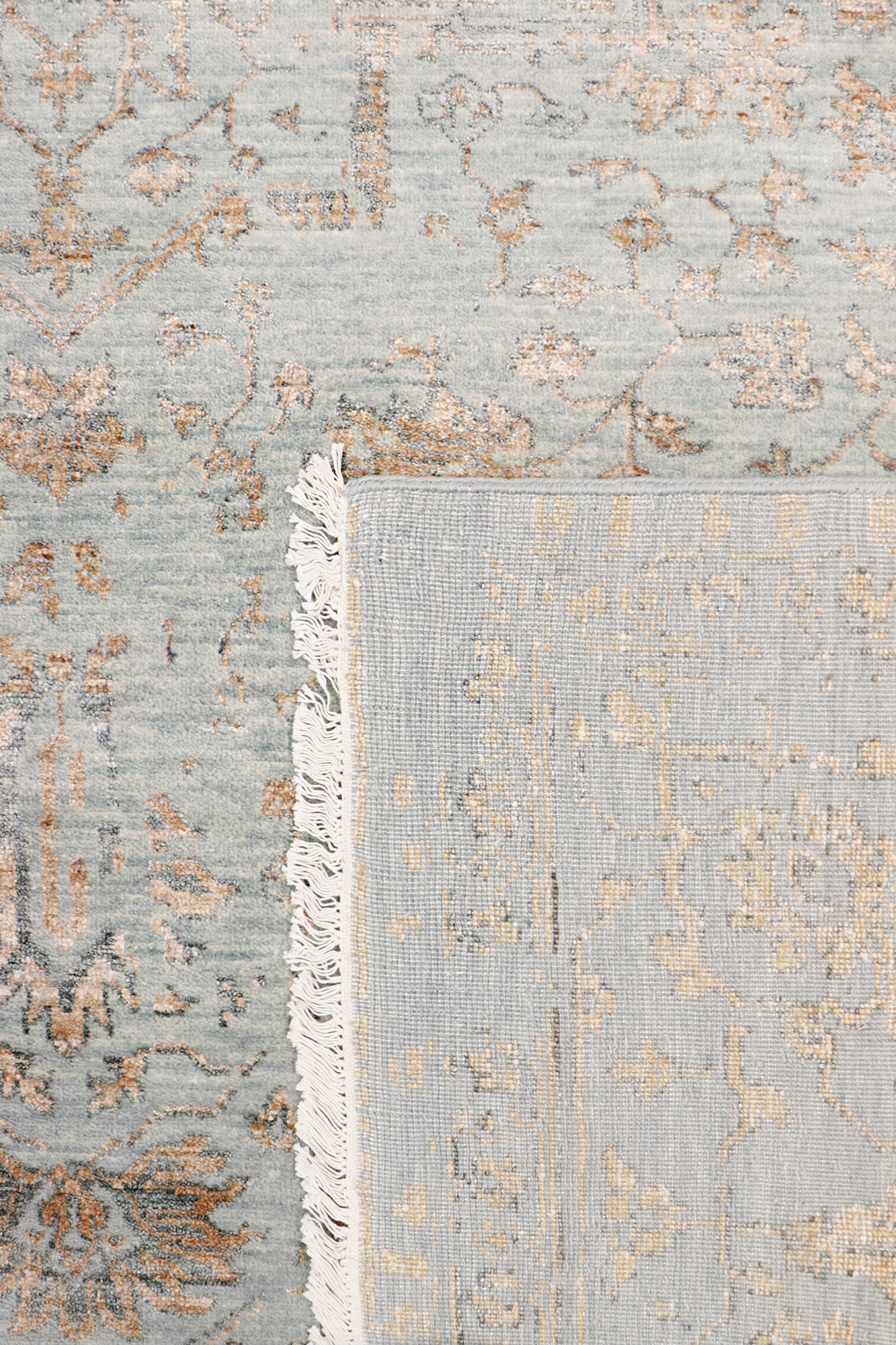 Pasargad Home Transitional Collection Blue Bamboo Silk & Wool Rug 7'9" X 10'0"