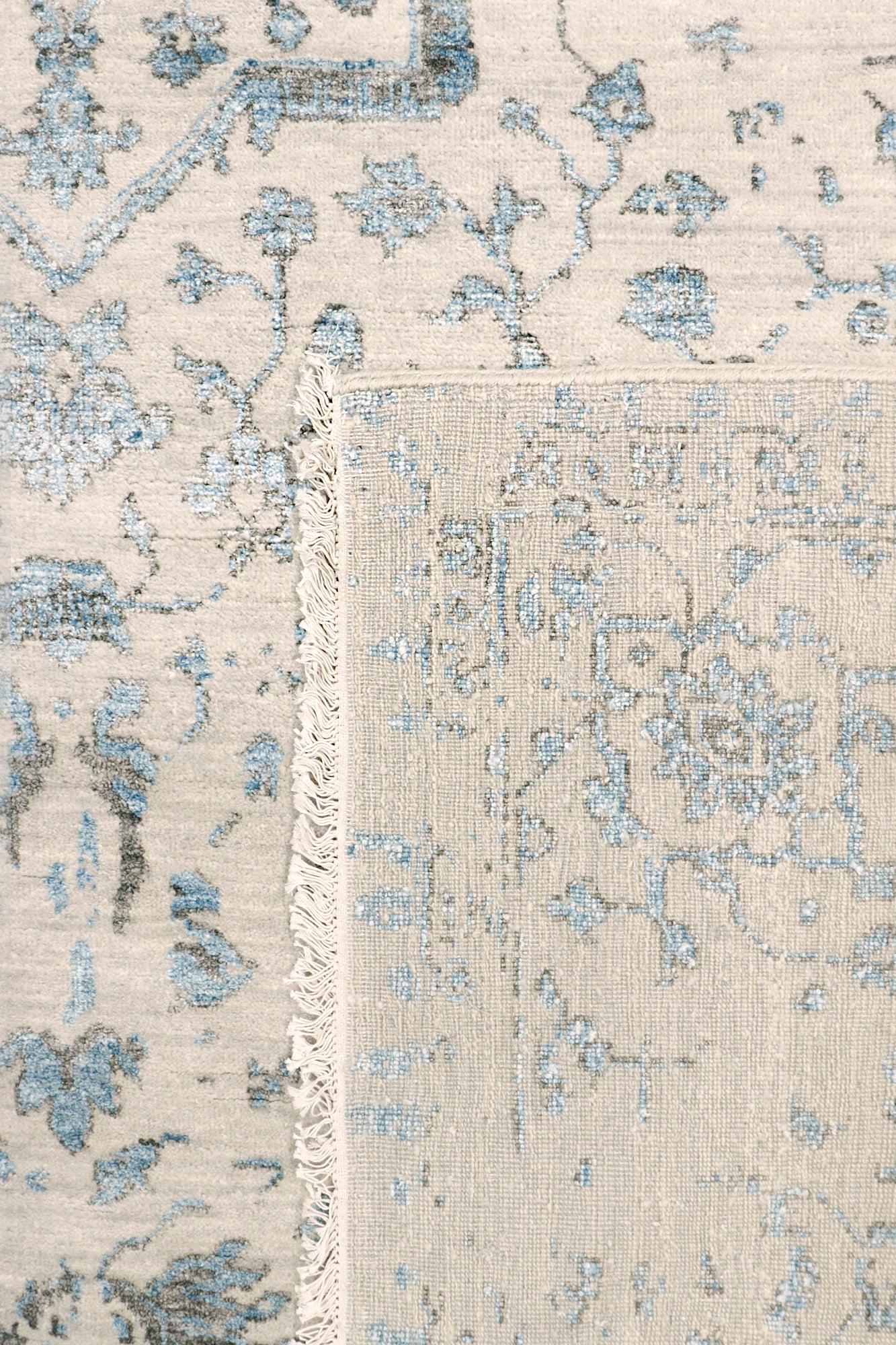 Pasargad Home Transitional Collection Silver Bamboo Silk & Wool Rug 8'5" X 11'8"