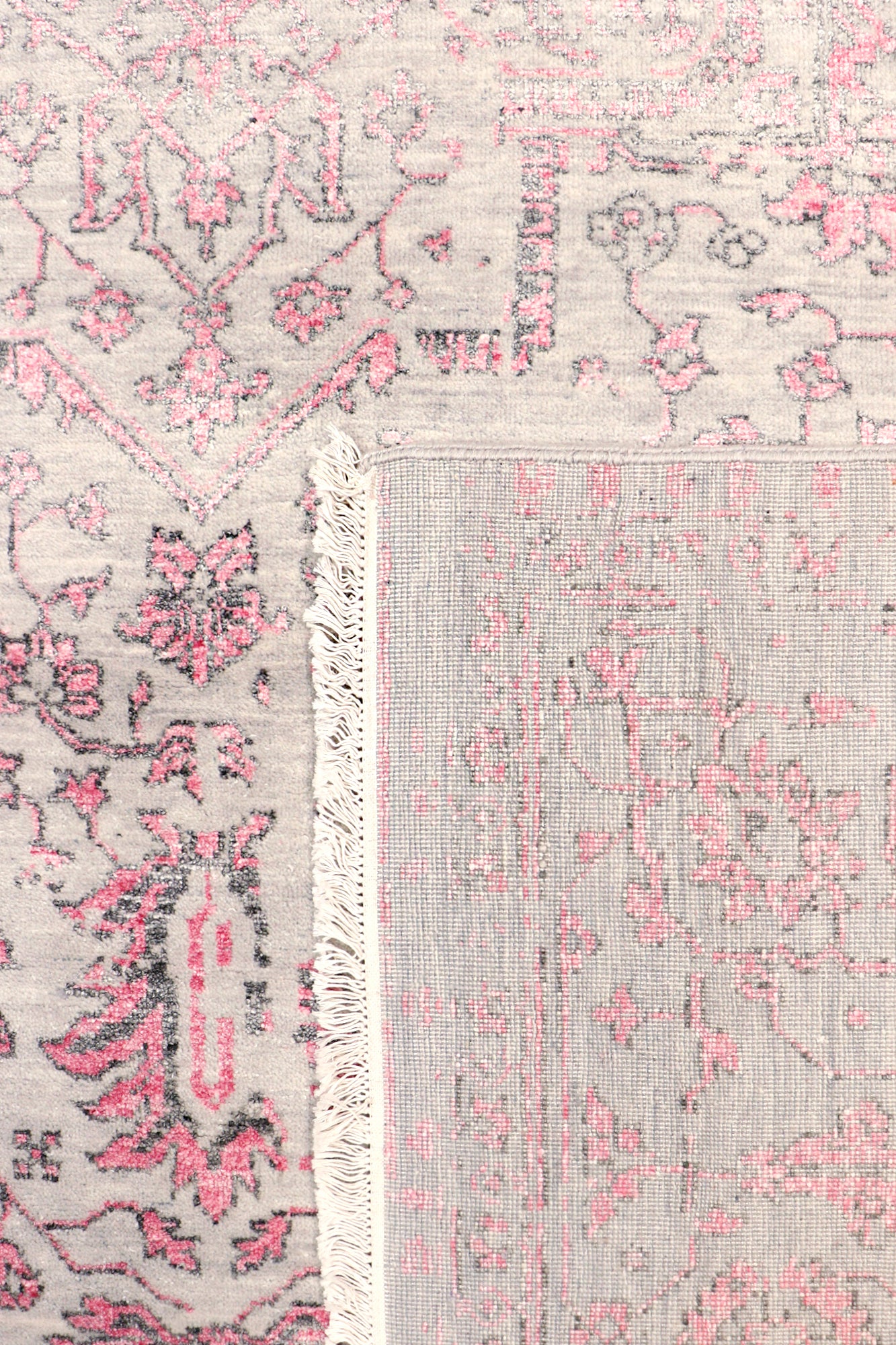Pasargad Home Transitional Collection Silver Bamboo Silk & Wool Rug 8'0" X 10'1"