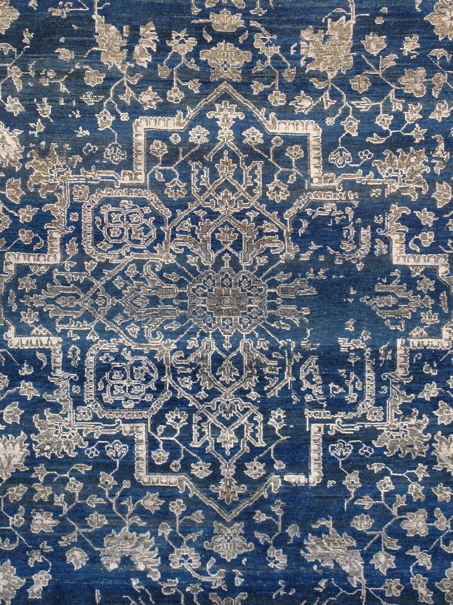 Pasargad Home Transitional Collection Blue Bamboo Silk & Wool Rug 9'0" X 11'10"