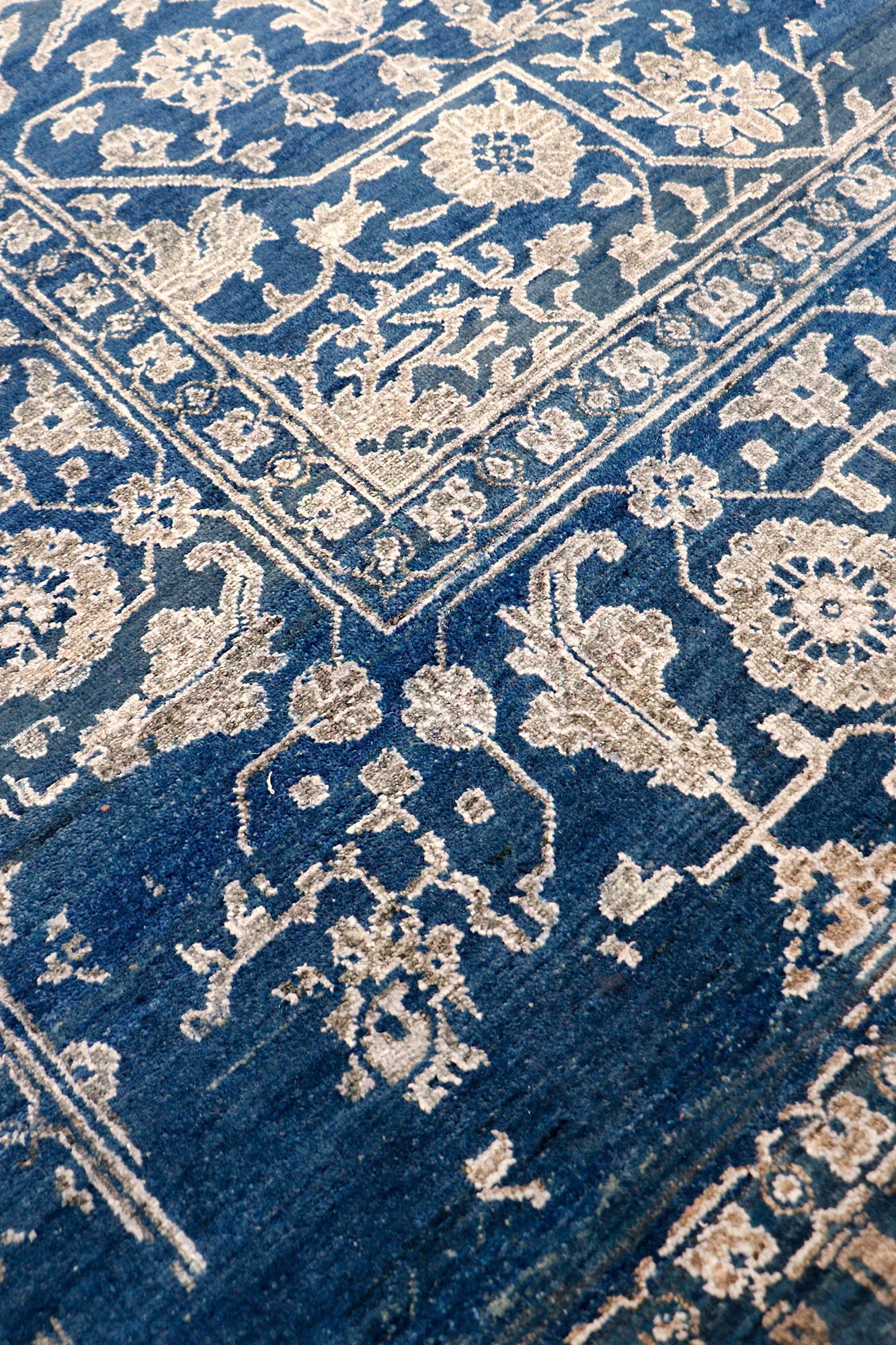 Pasargad Home Transitional Collection Blue Bamboo Silk & Wool Rug 9'0" X 11'10"