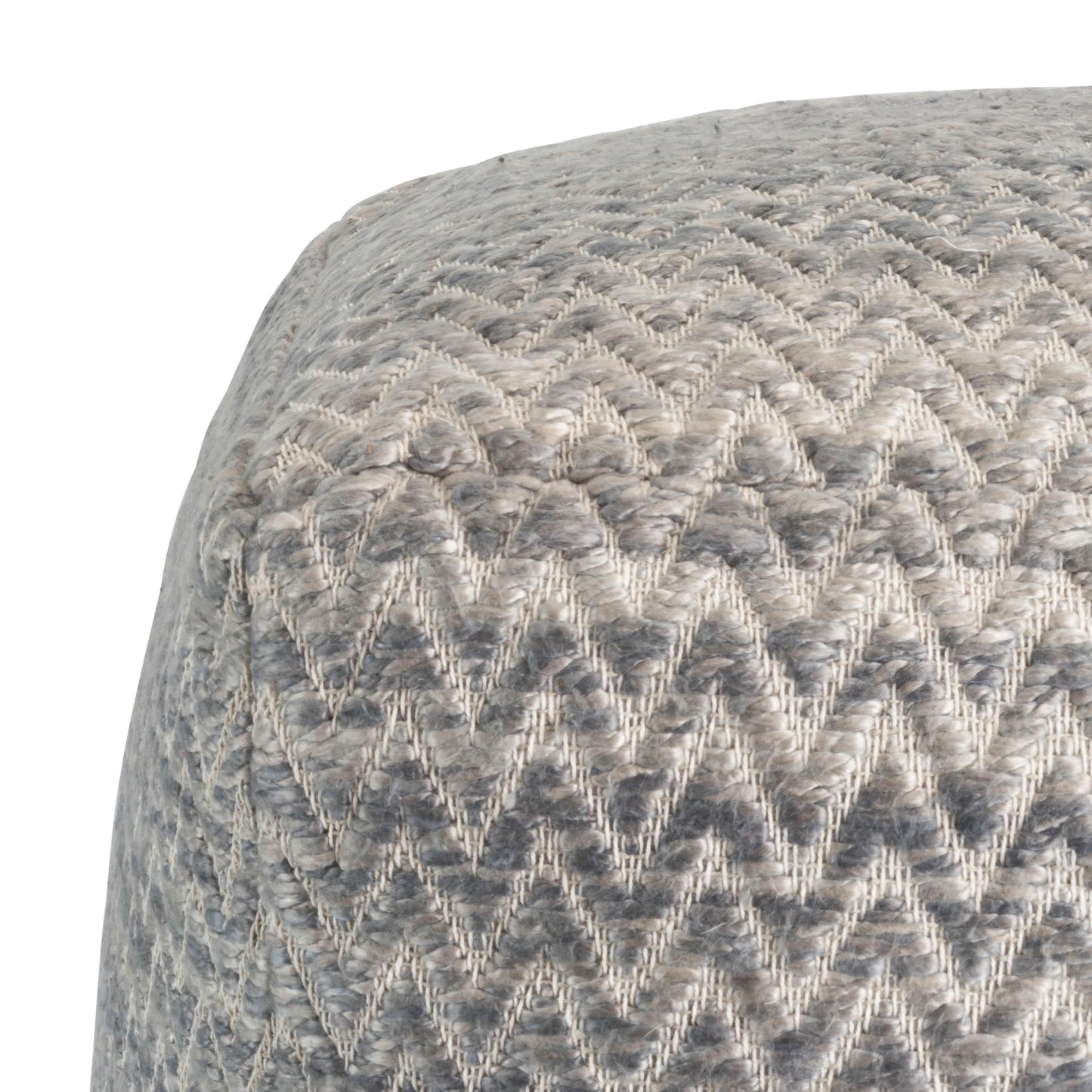 Pasargad Home Galaxy Collection Grey Bamboo Silk & Wool Pouf Ottoman