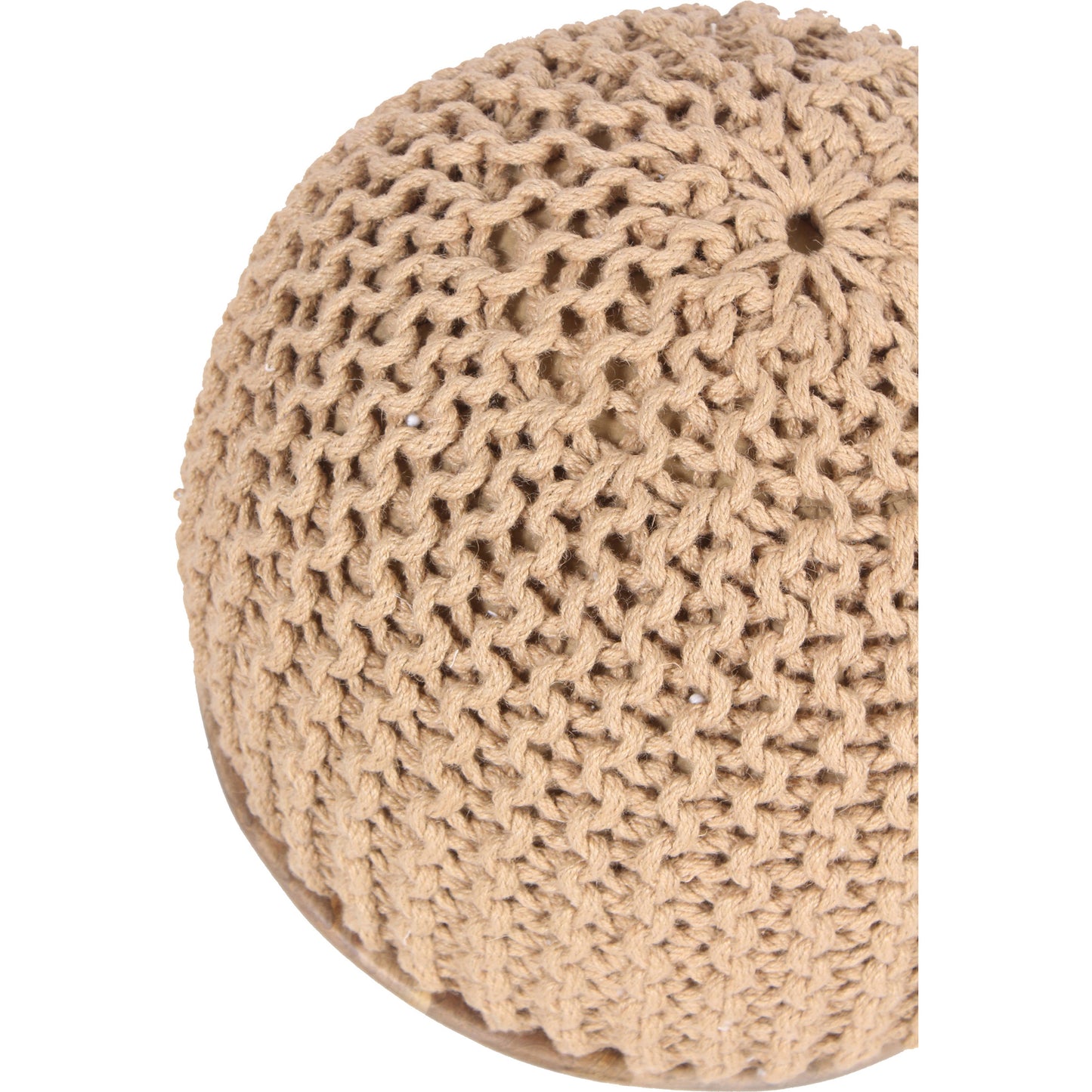 Swiss Knitted Pouf With Wood Top 20X 12X20