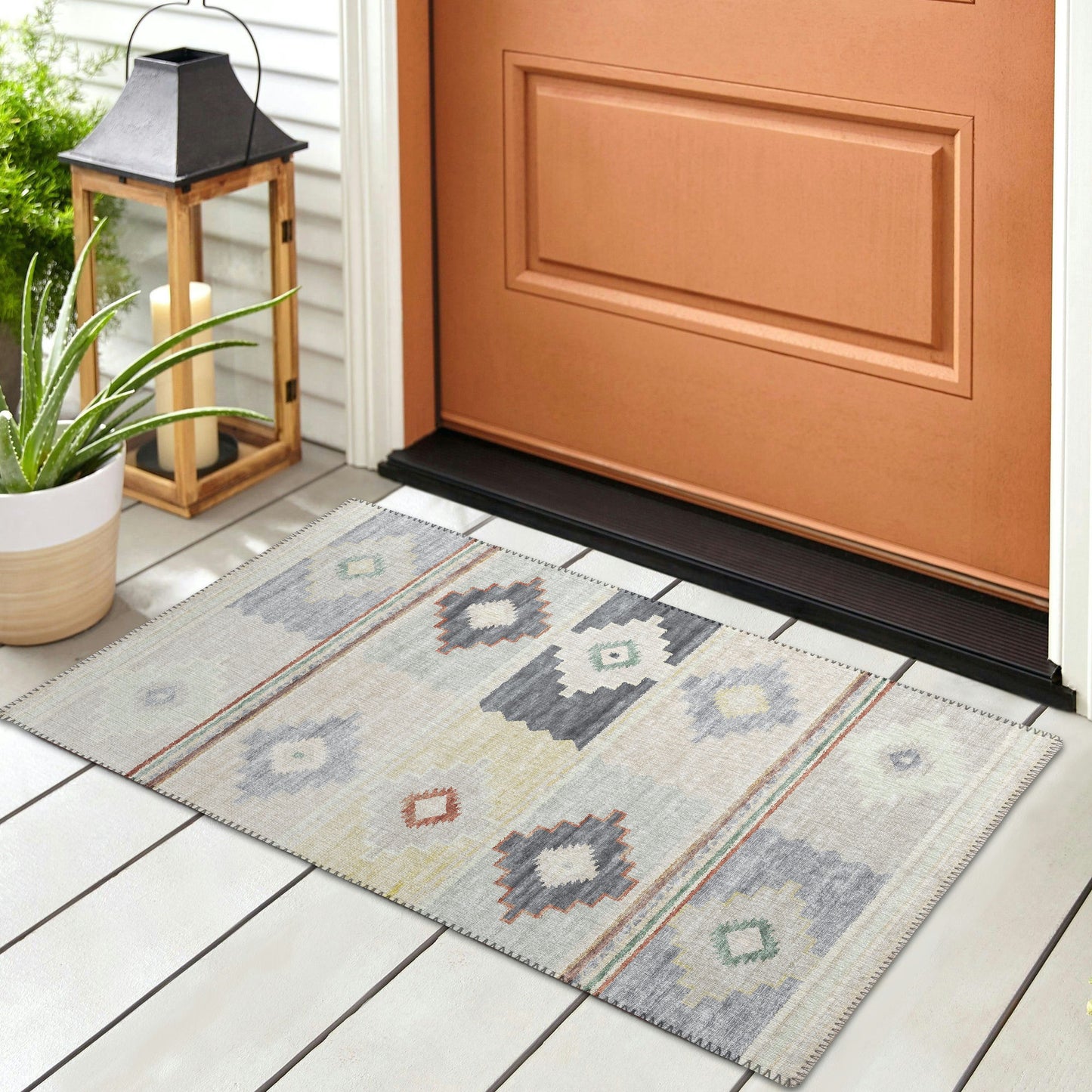 Indoor/Outdoor Phoenix PH1 Ivory Washable 1'8" x 2'6" Rug