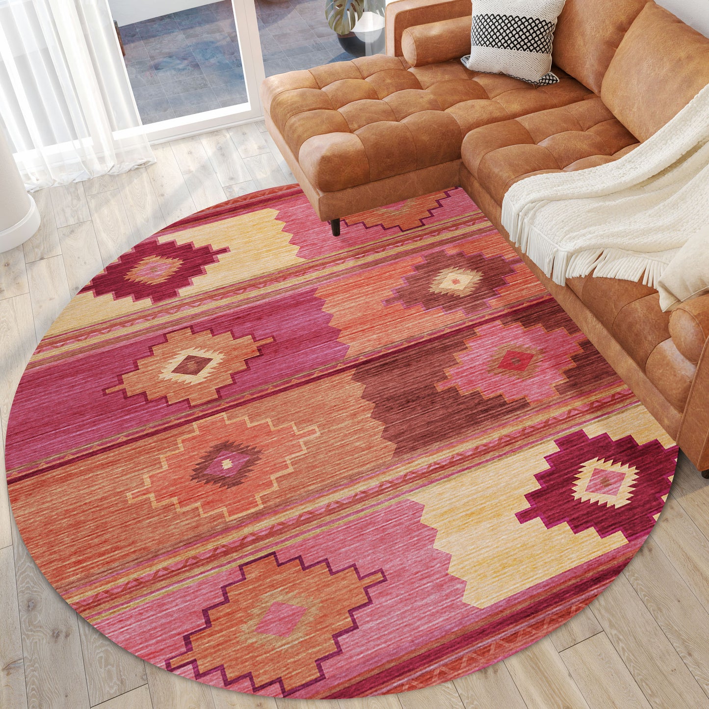 Indoor/Outdoor Phoenix PH1 Rose Washable 8' x 8' Round Rug