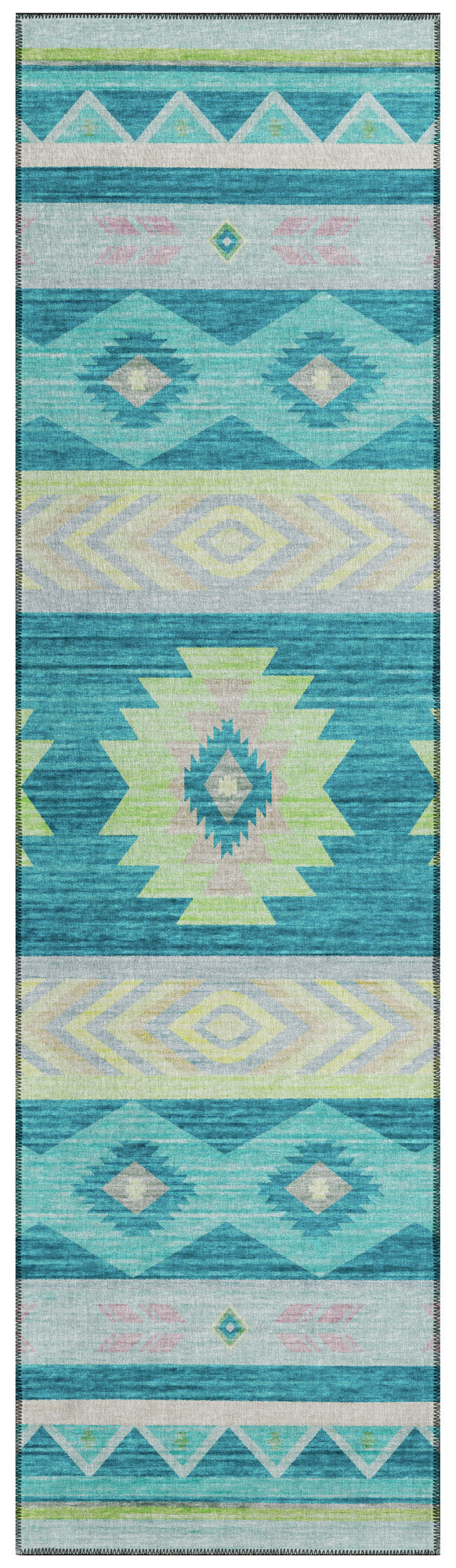 Indoor/Outdoor Phoenix PH3 Teal Washable 2'3" x 7'6" Runner Rug