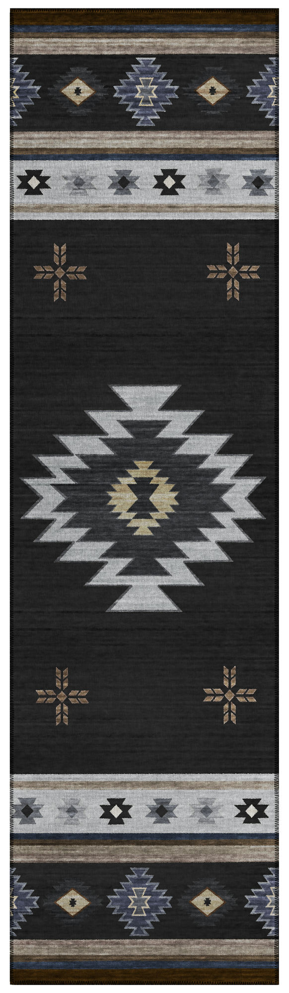 Indoor/Outdoor Phoenix PH4 Black Washable 2'3" x 7'6" Runner Rug